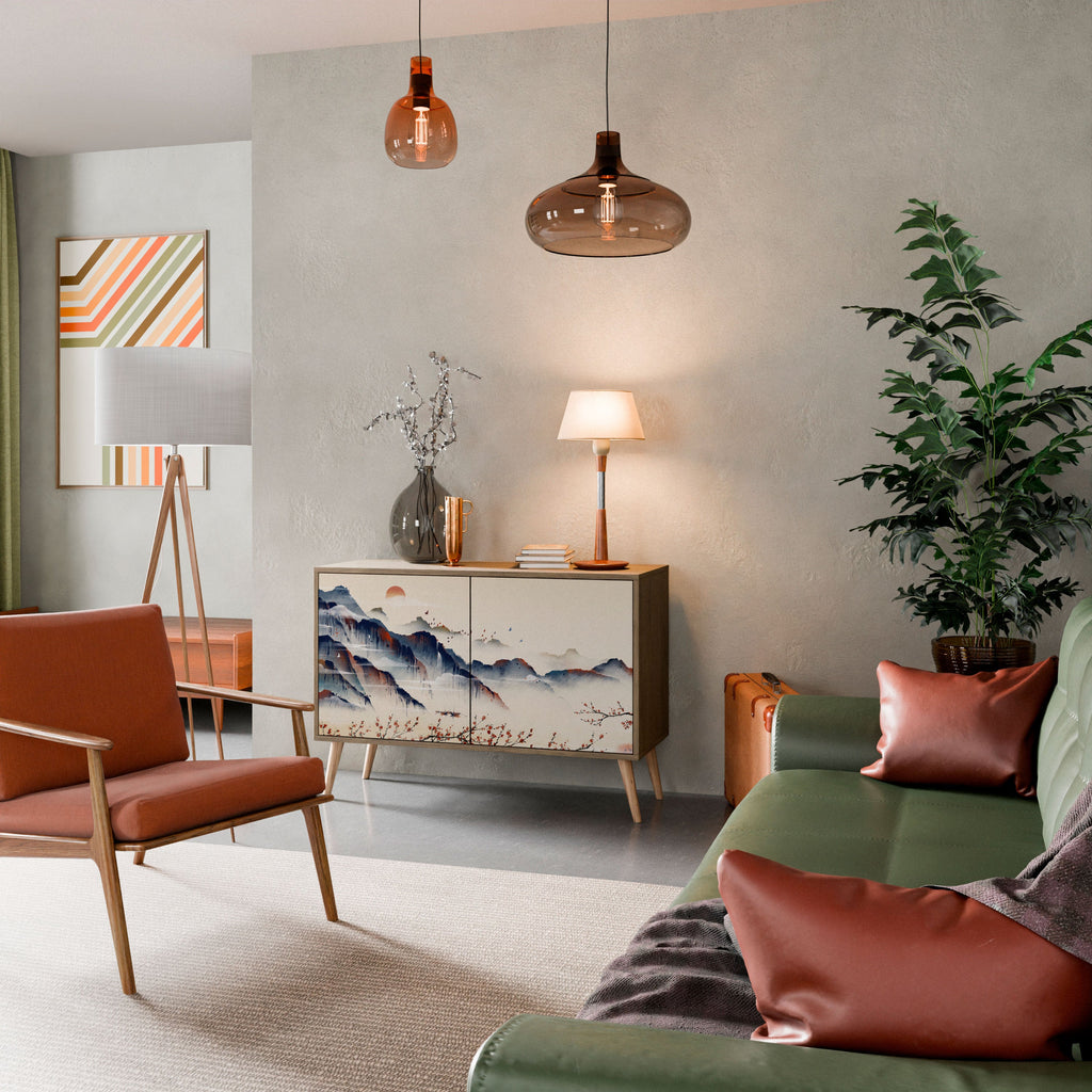 JAPANESE LANDSCAPE Aparador de 2 Portas em Efeito Carvalho