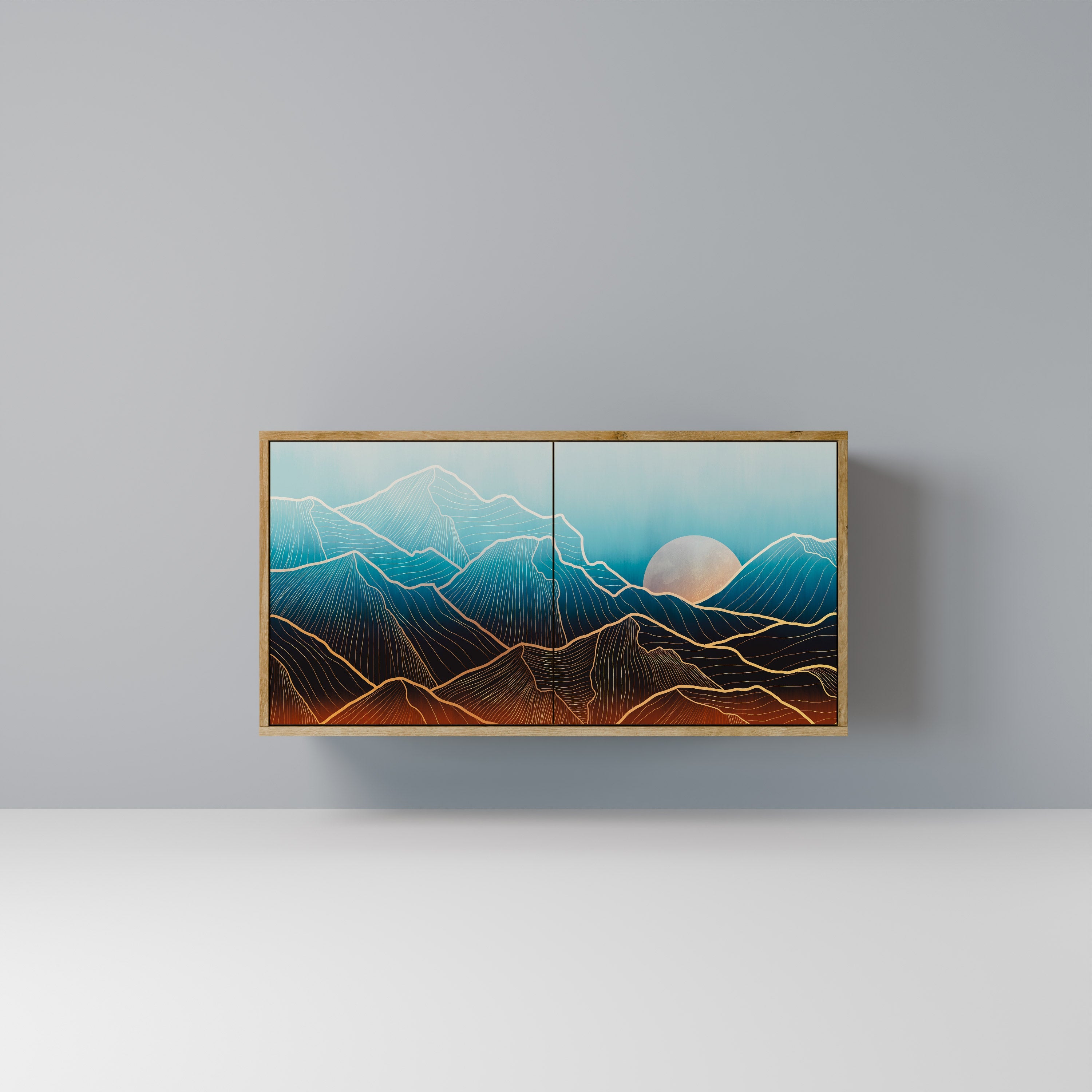 LUNAR SECRETS Aparador de 2 Portas em Efeito Carvalho