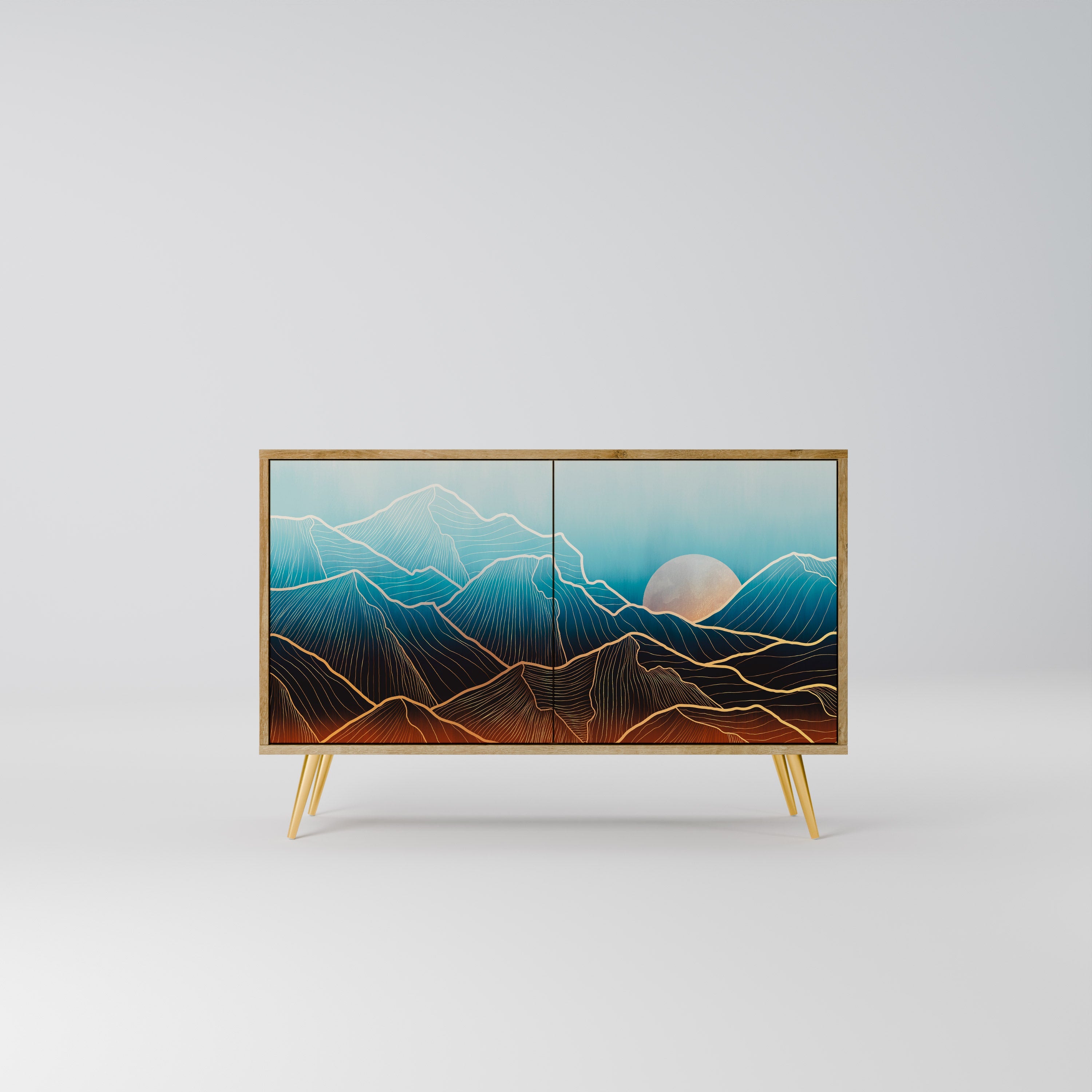 LUNAR SECRETS Aparador de 2 Portas em Efeito Carvalho