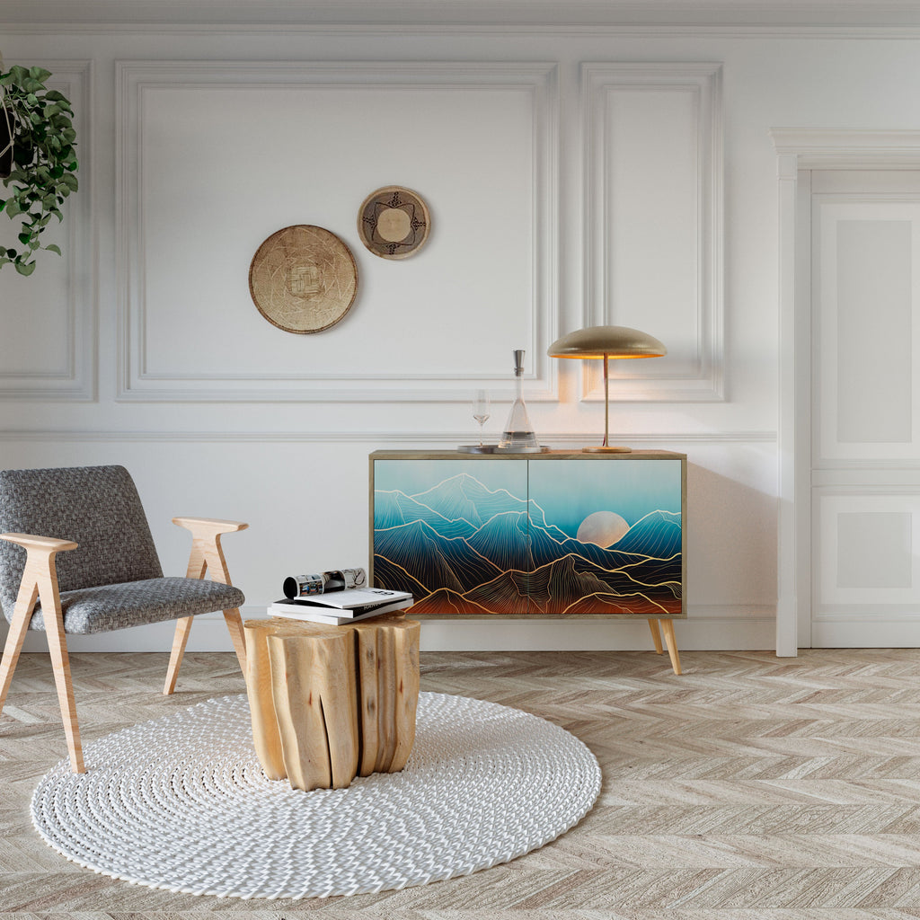 LUNAR SECRETS Aparador de 2 Portas em Efeito Carvalho