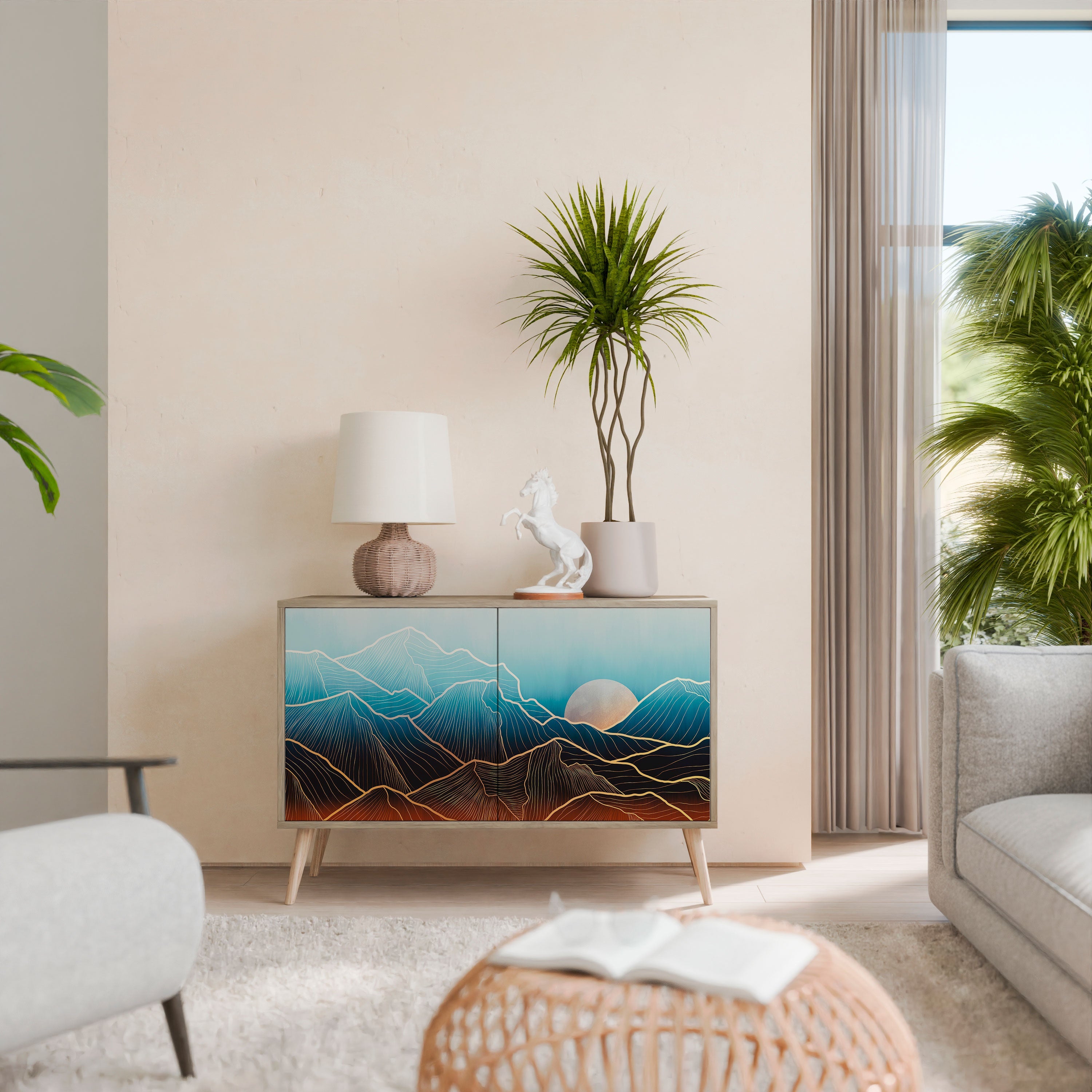 LUNAR SECRETS Aparador de 2 Portas em Efeito Carvalho