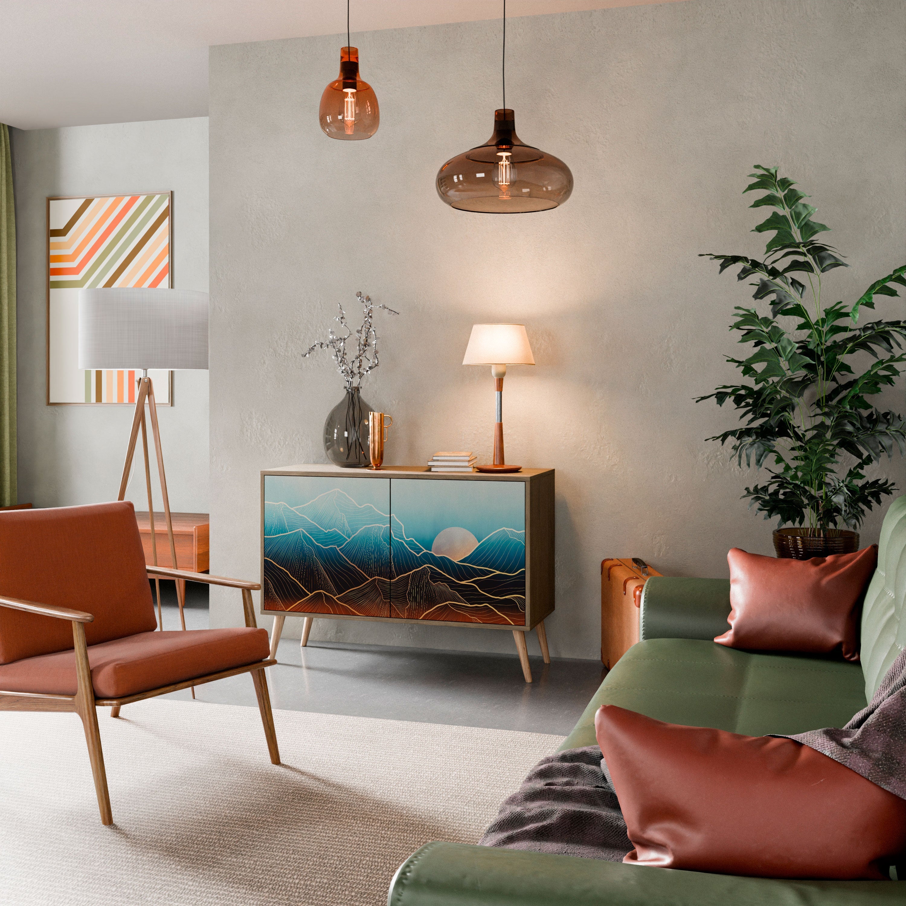 LUNAR SECRETS Aparador de 2 Portas em Efeito Carvalho