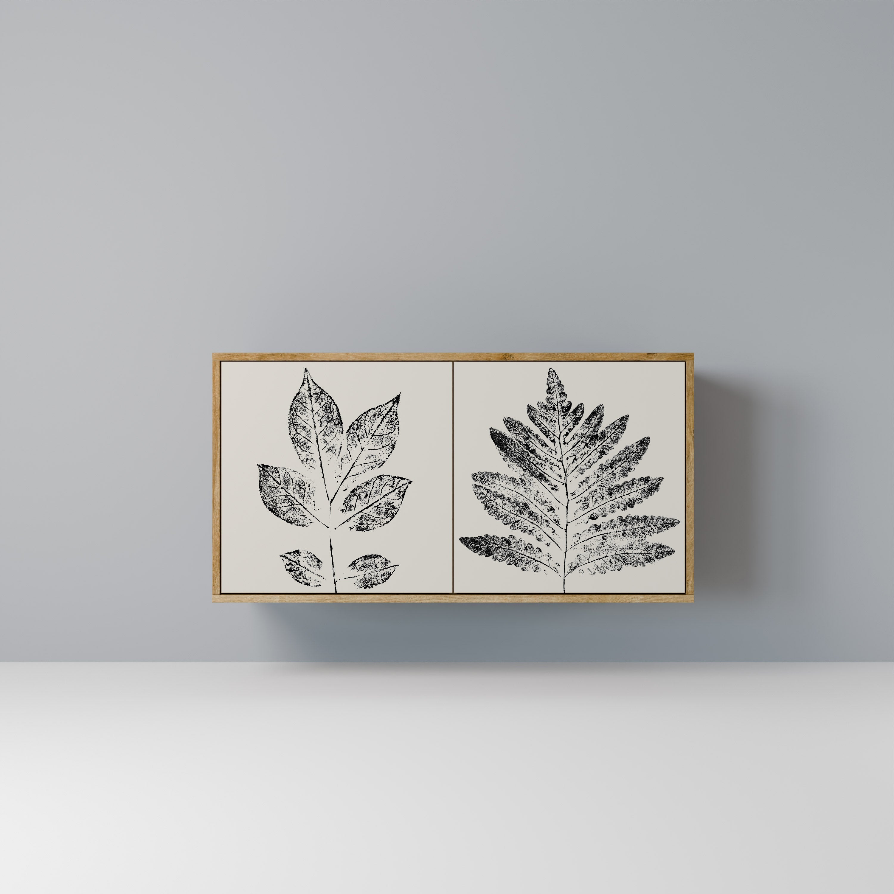 LEAFY STAMPS Aparador de 2 Portas em Efeito Carvalho