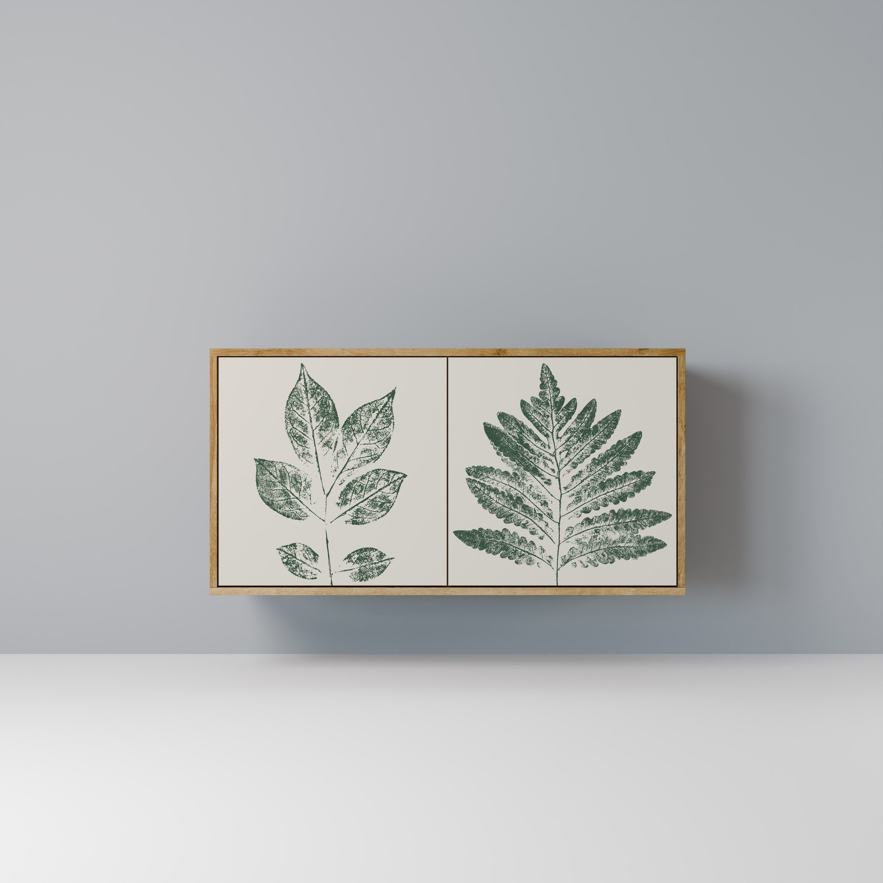 GREEN LEAFY STAMPS Aparador de 2 Portas em Efeito Carvalho