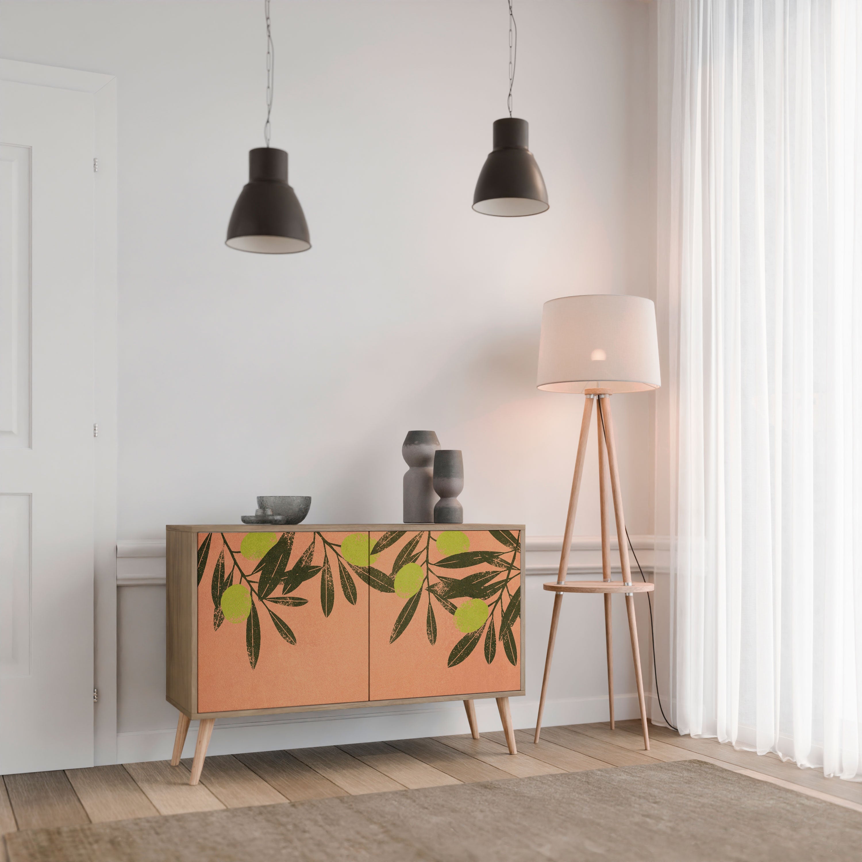 JUICY OLIVES Aparador de 2 Portas em Efeito Carvalho