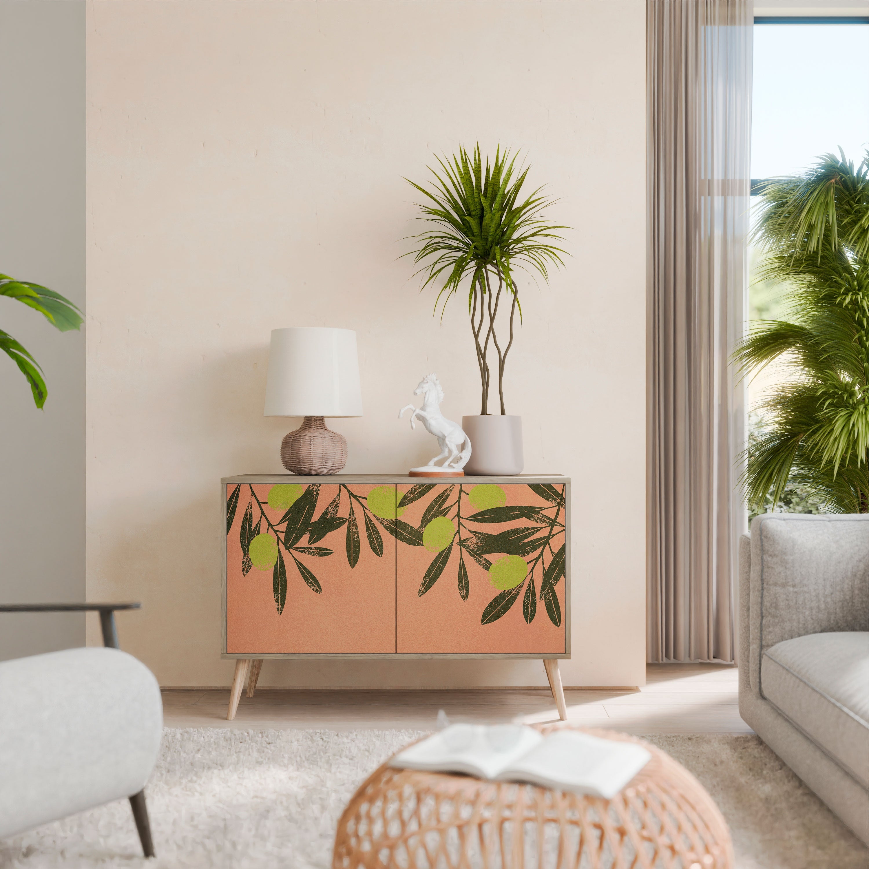 JUICY OLIVES Aparador de 2 Portas em Efeito Carvalho