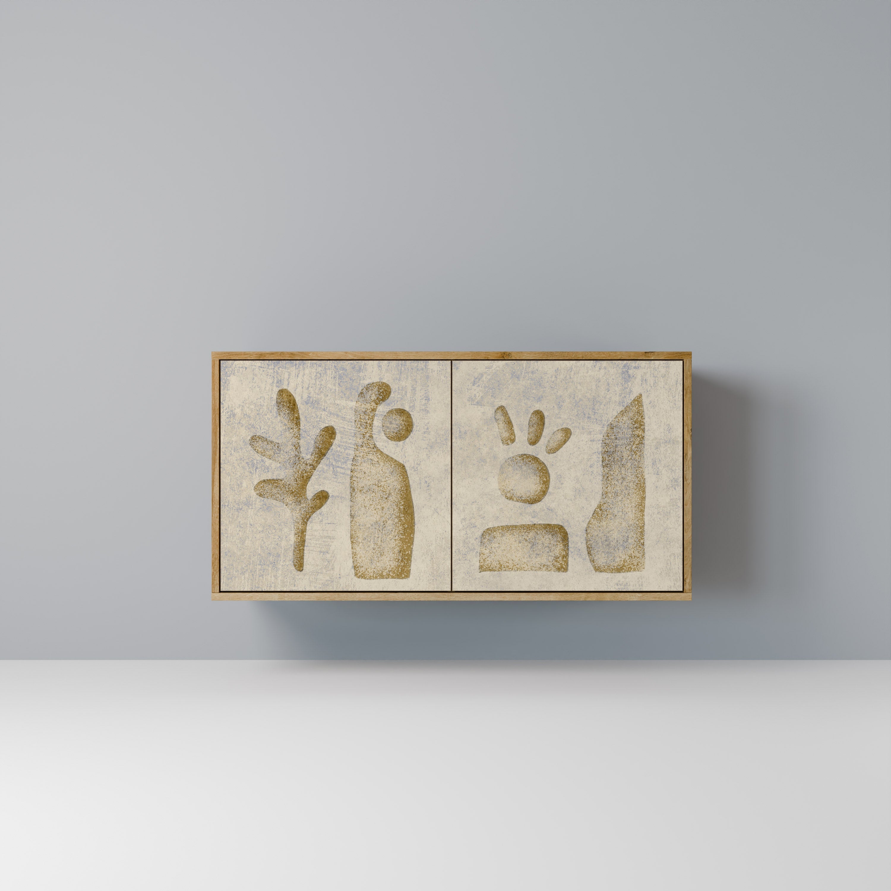 SAND SCULPTURES Aparador de 2 Portas em Efeito Carvalho