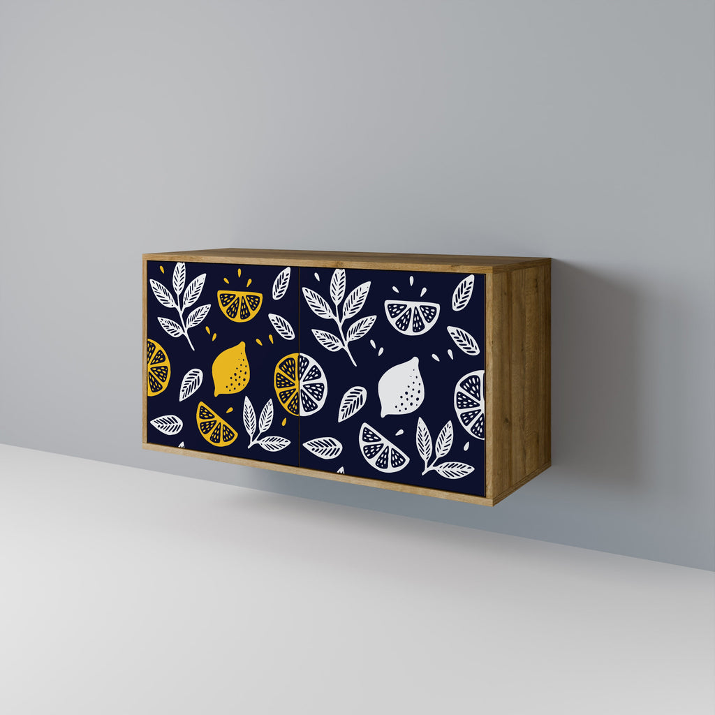 CITRUS BLACK AND WHITE Aparador de 2 Portas em Efeito Carvalho