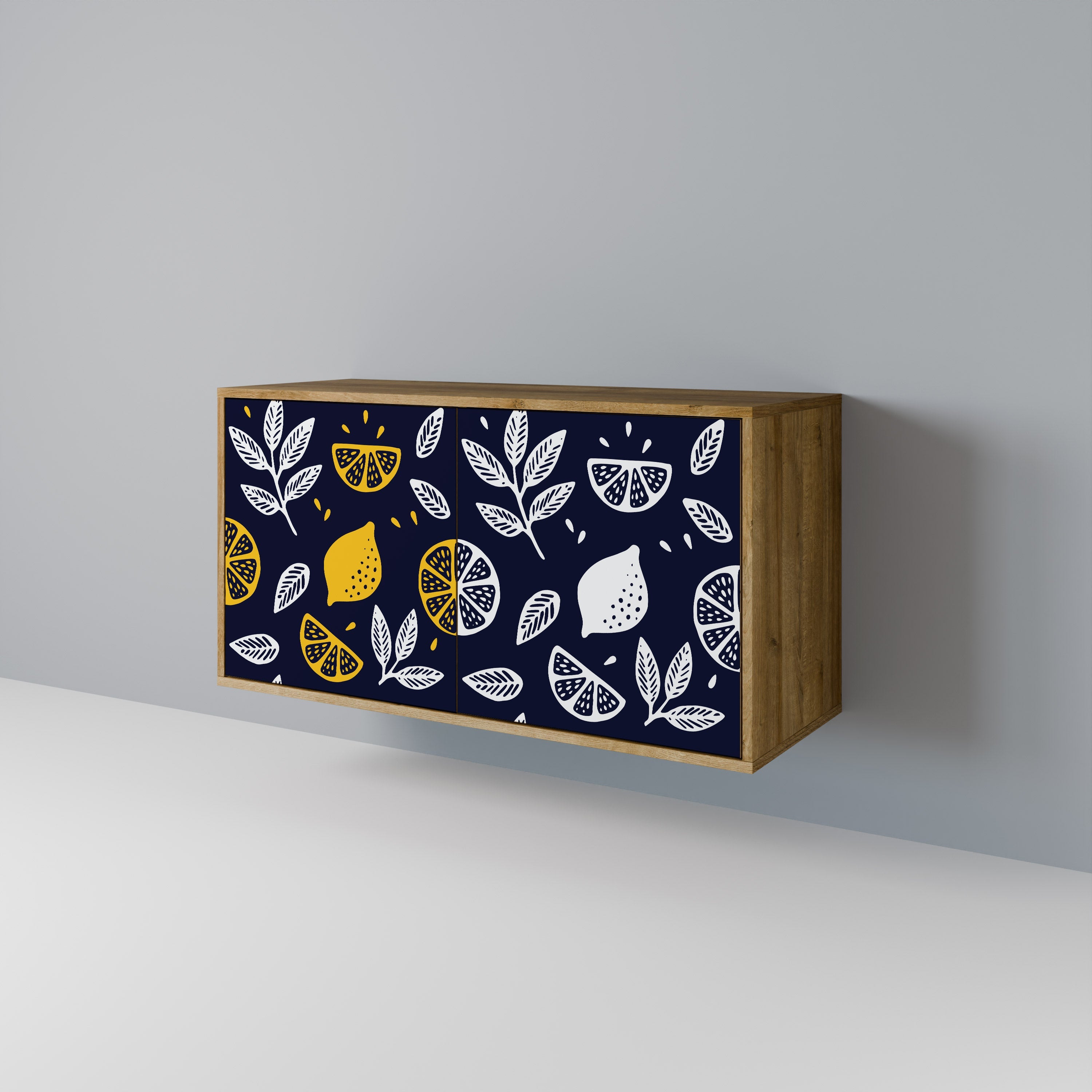 CITRUS BLACK AND WHITE Aparador de 2 Portas em Efeito Carvalho