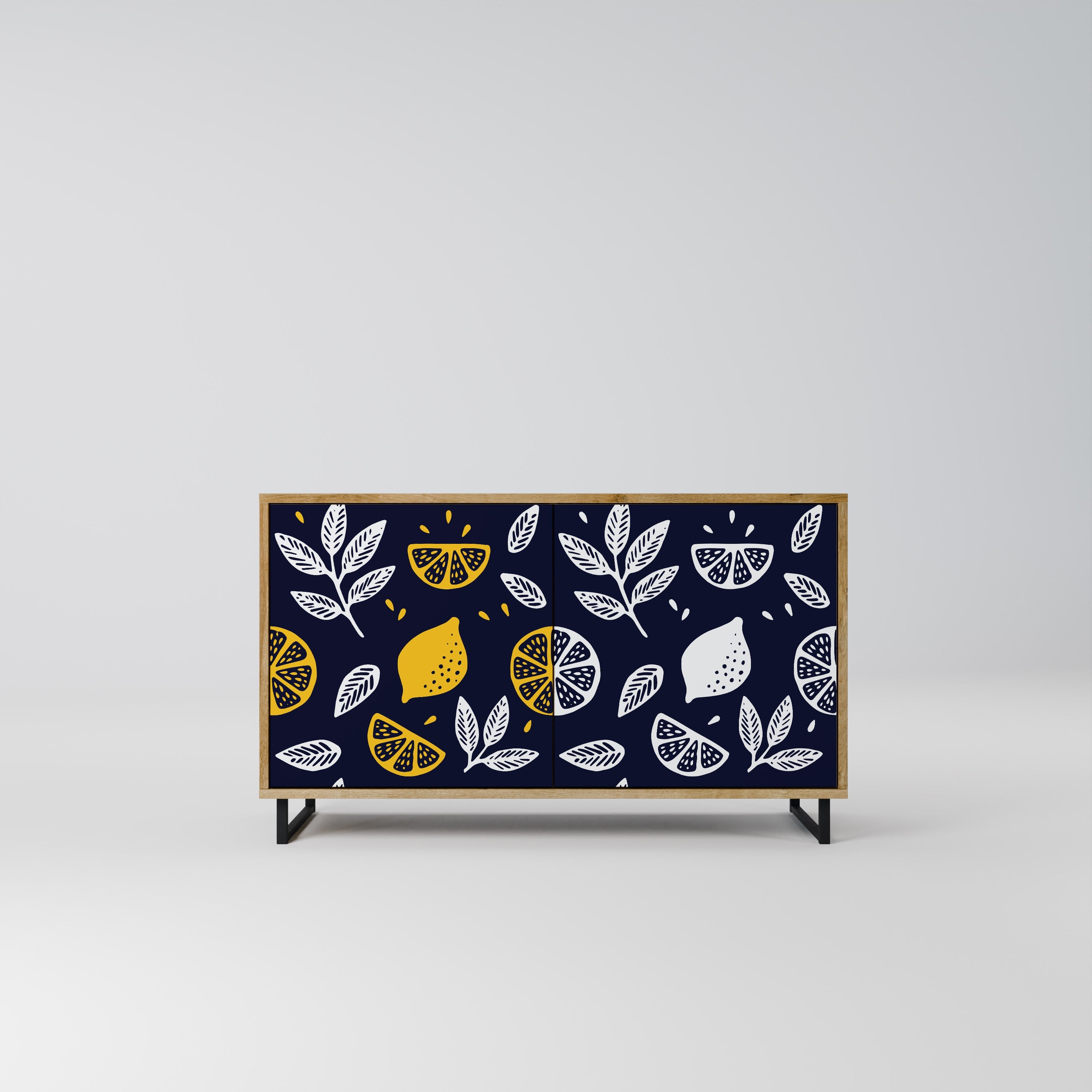 CITRUS BLACK AND WHITE Aparador de 2 Portas em Efeito Carvalho