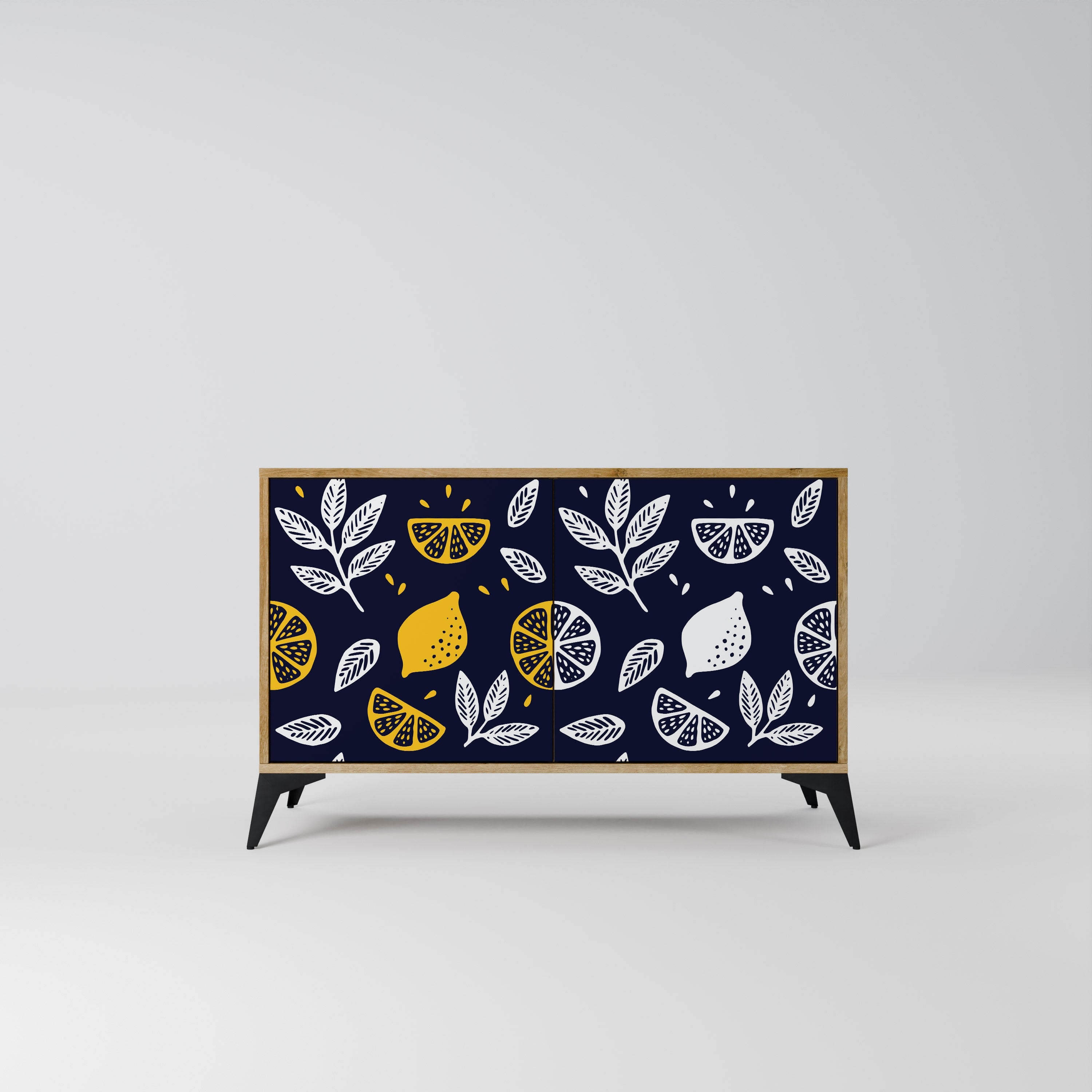 CITRUS BLACK AND WHITE Aparador de 2 Portas em Efeito Carvalho