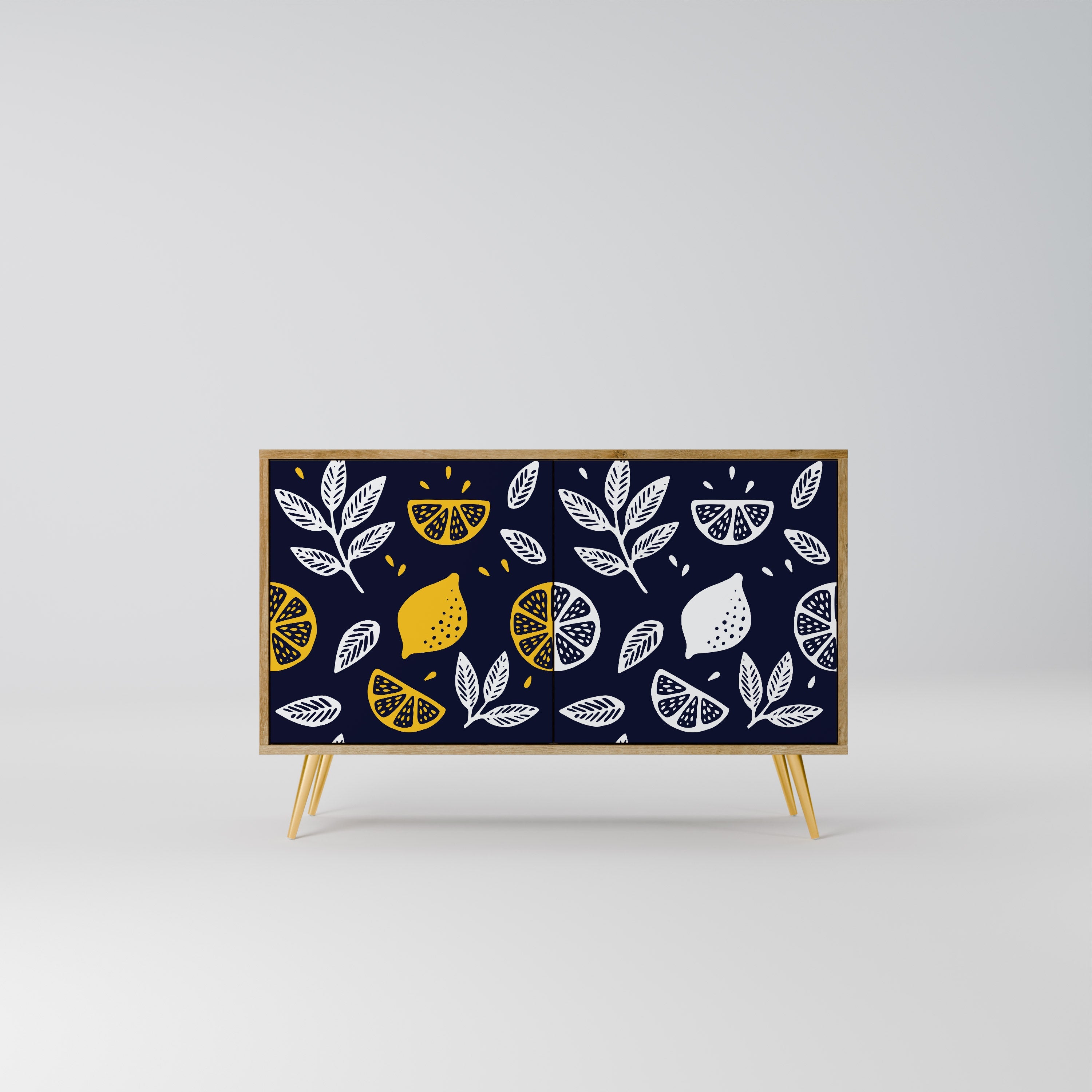 CITRUS BLACK AND WHITE Aparador de 2 Portas em Efeito Carvalho