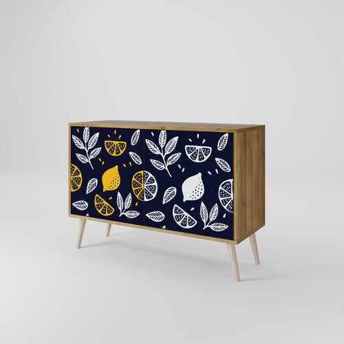 CITRUS BLACK AND WHITE 2-Door Sideboard in Oak Effect
