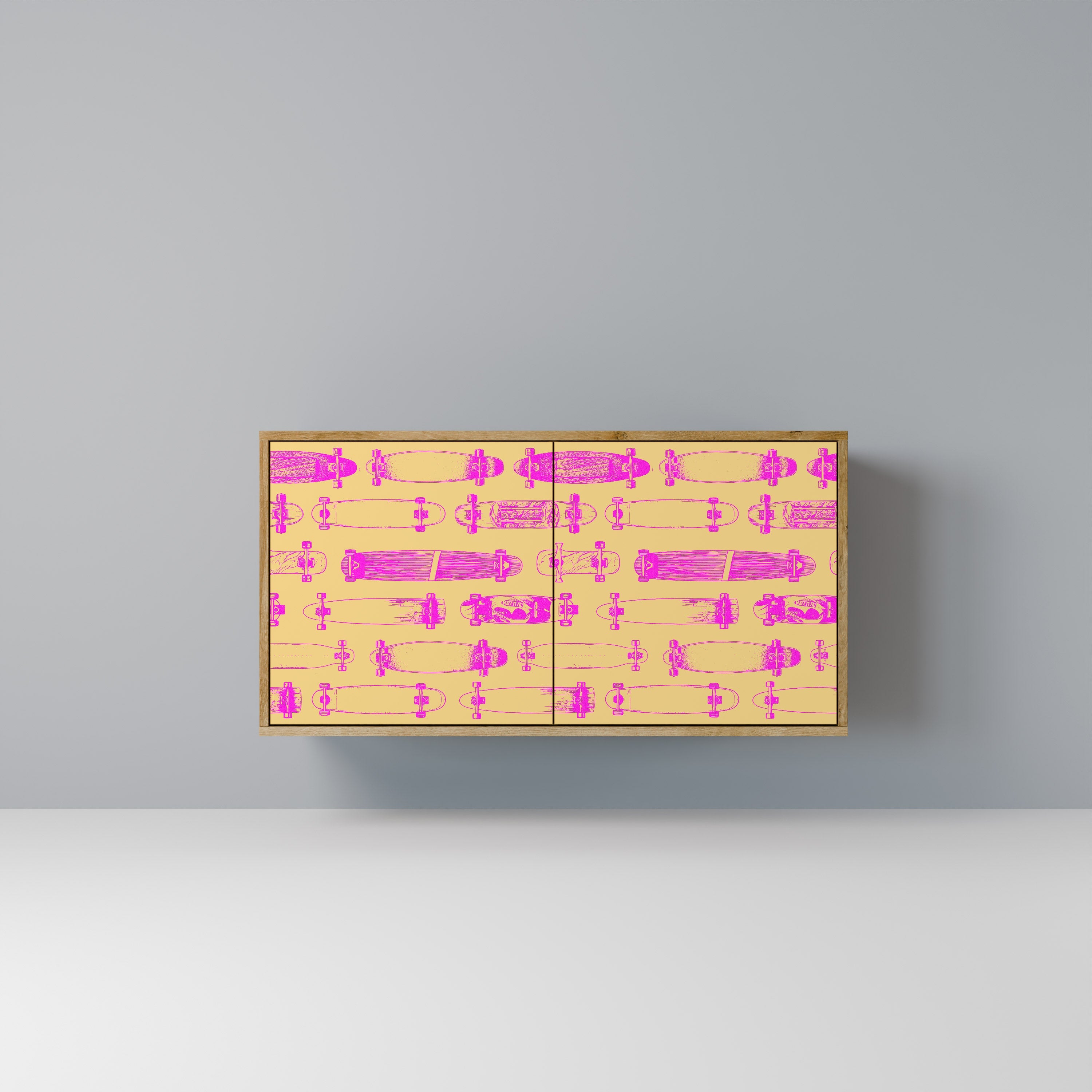 SKATEBOARD ARTISTRY Aparador de 2 Portas em Efeito Carvalho