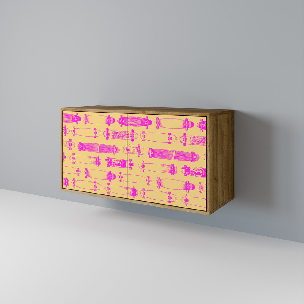 SKATEBOARD ARTISTRY Aparador de 2 Portas em Efeito Carvalho