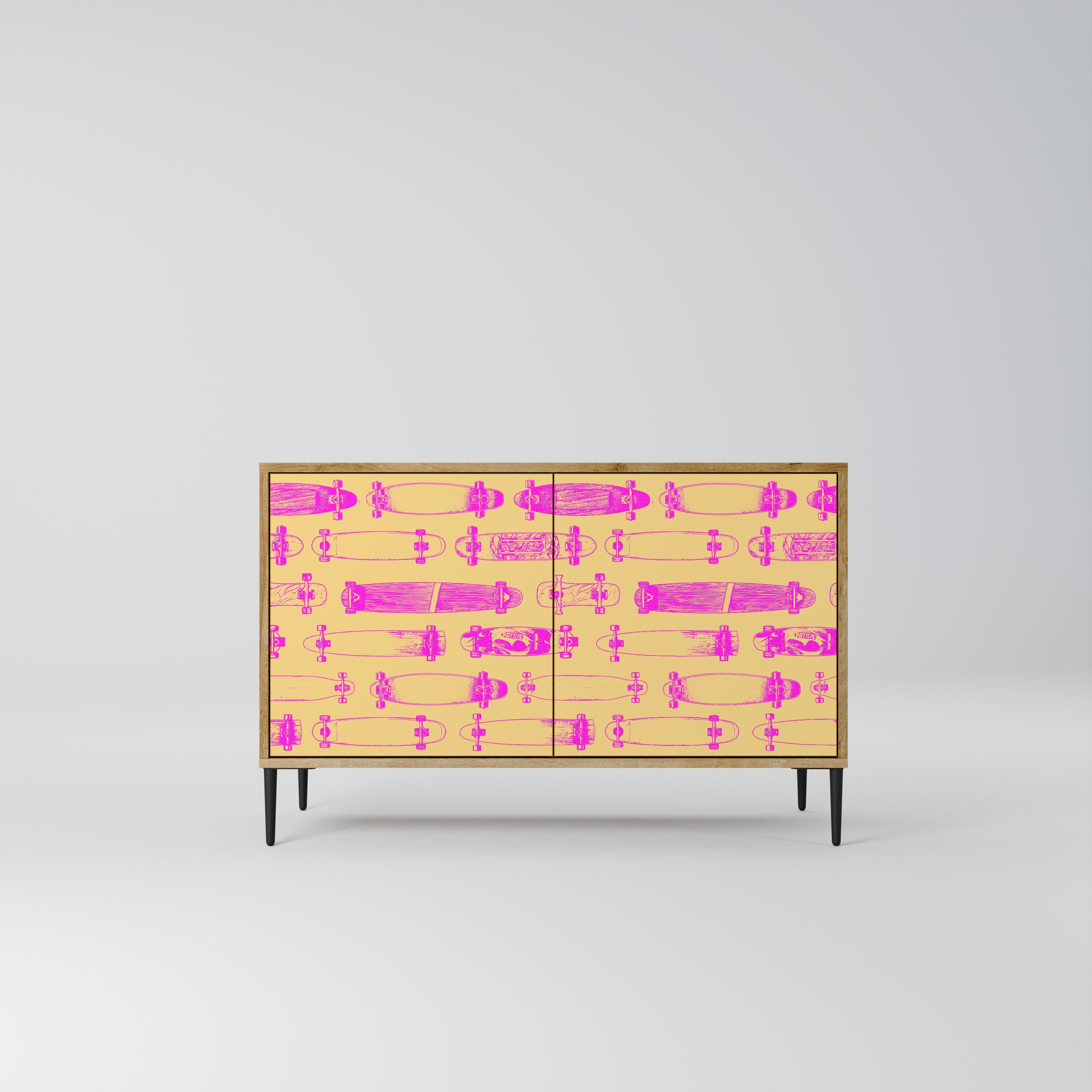 SKATEBOARD ARTISTRY Aparador de 2 Portas em Efeito Carvalho