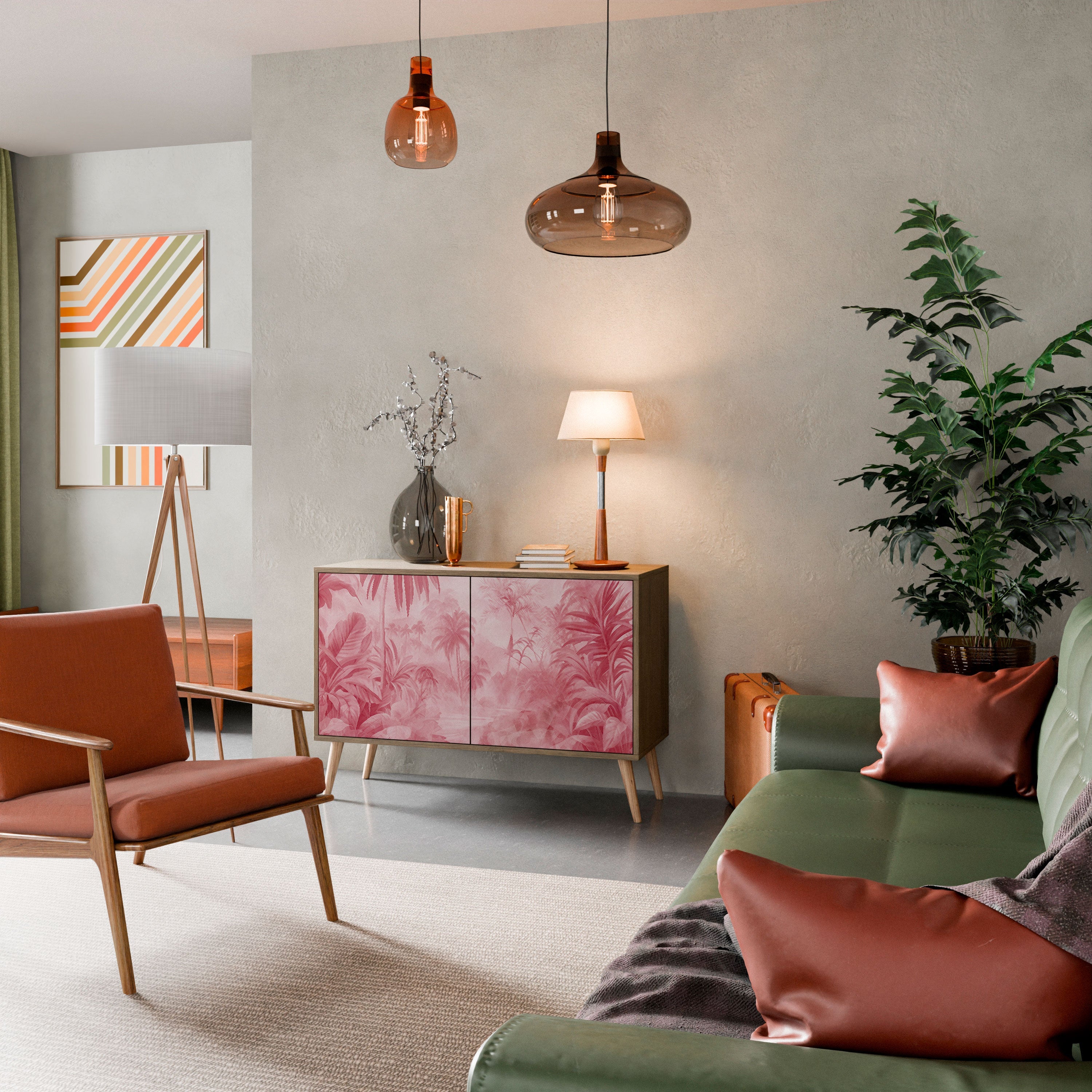 SWEET TROPICS Aparador de 2 Portas em Efeito Carvalho