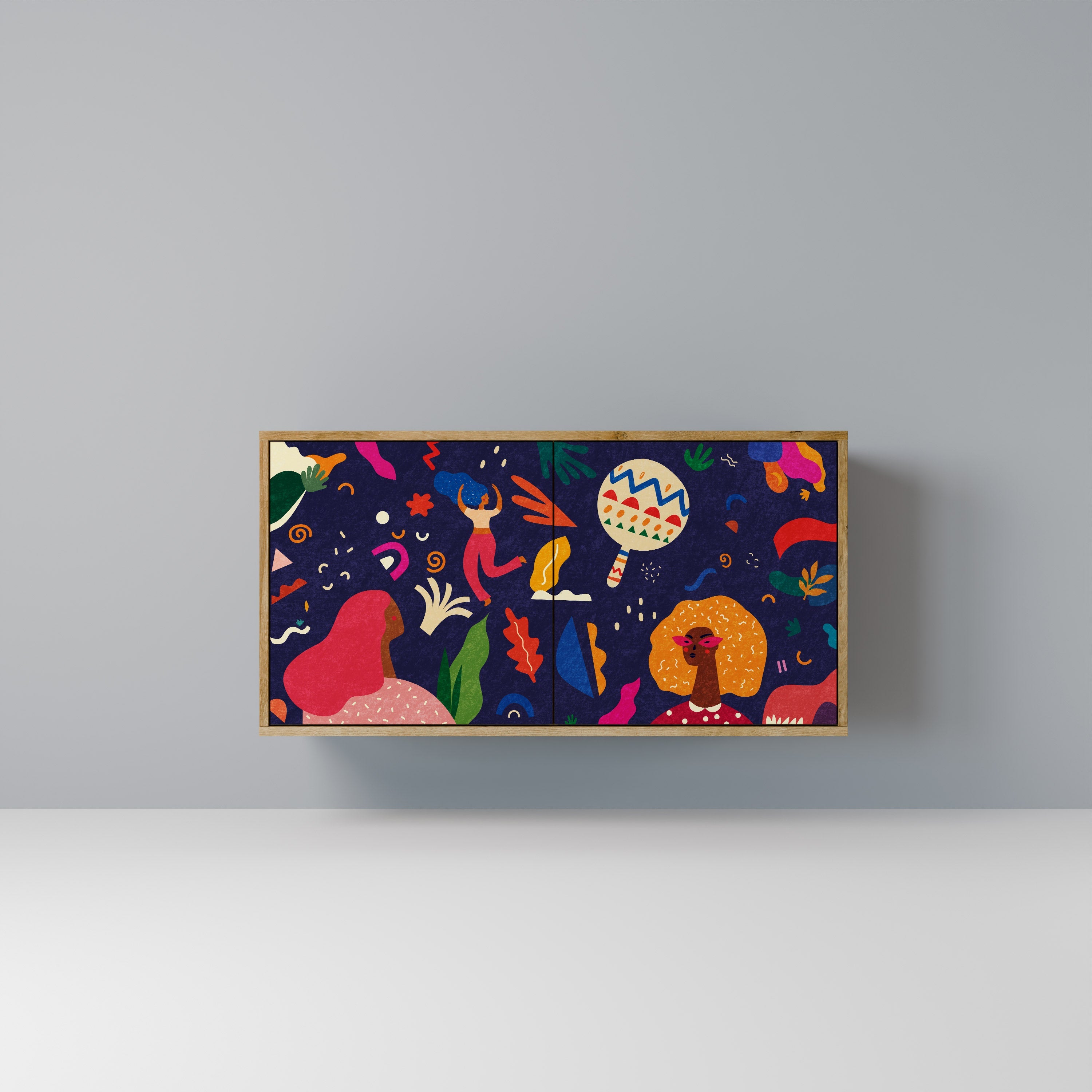 FESTIVE PLEASURES Aparador de 2 Portas em Efeito Carvalho