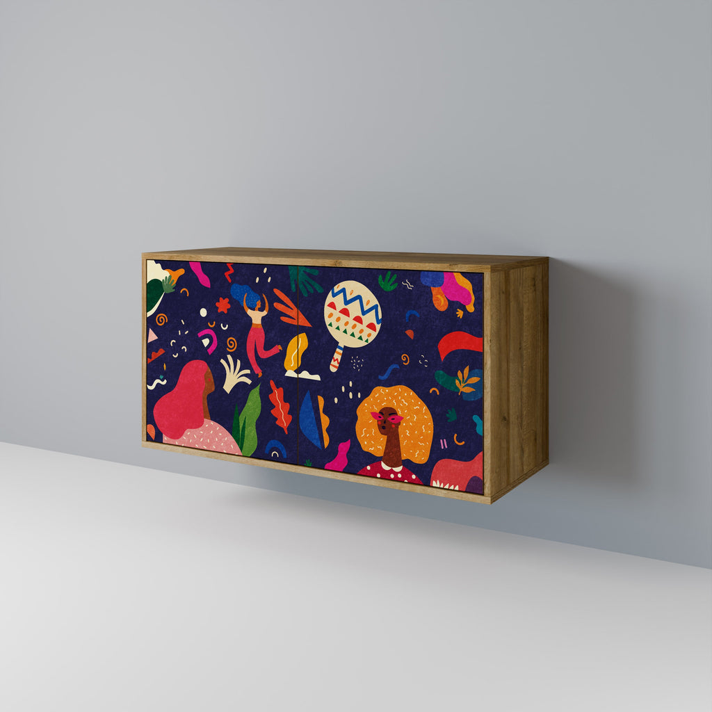 FESTIVE PLEASURES Aparador de 2 Portas em Efeito Carvalho