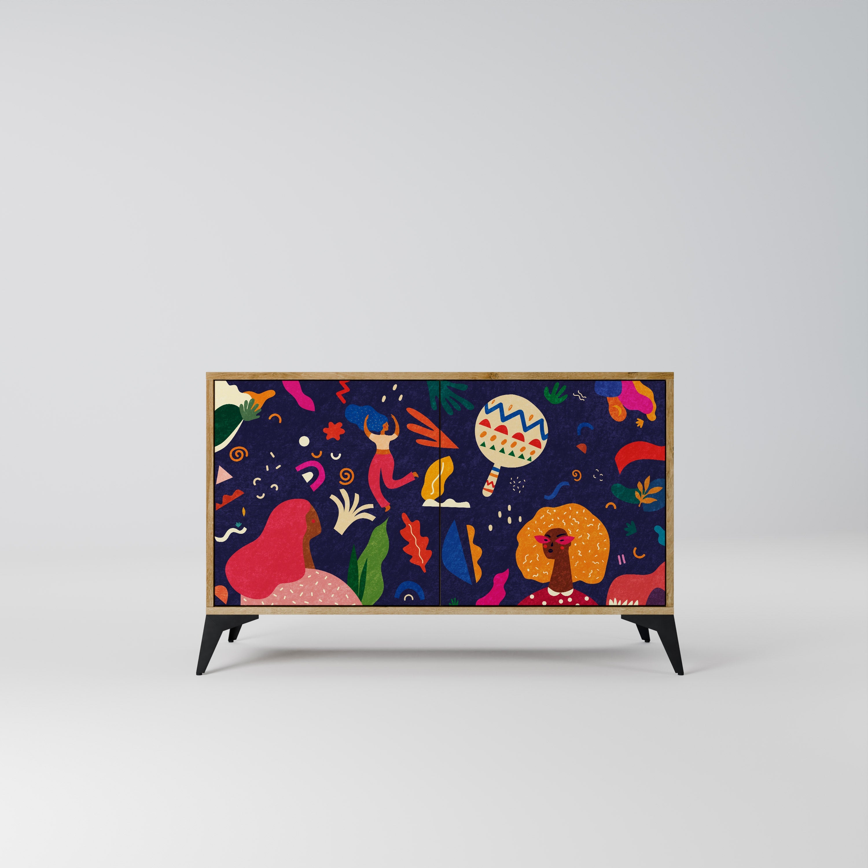 FESTIVE PLEASURES Aparador de 2 Portas em Efeito Carvalho