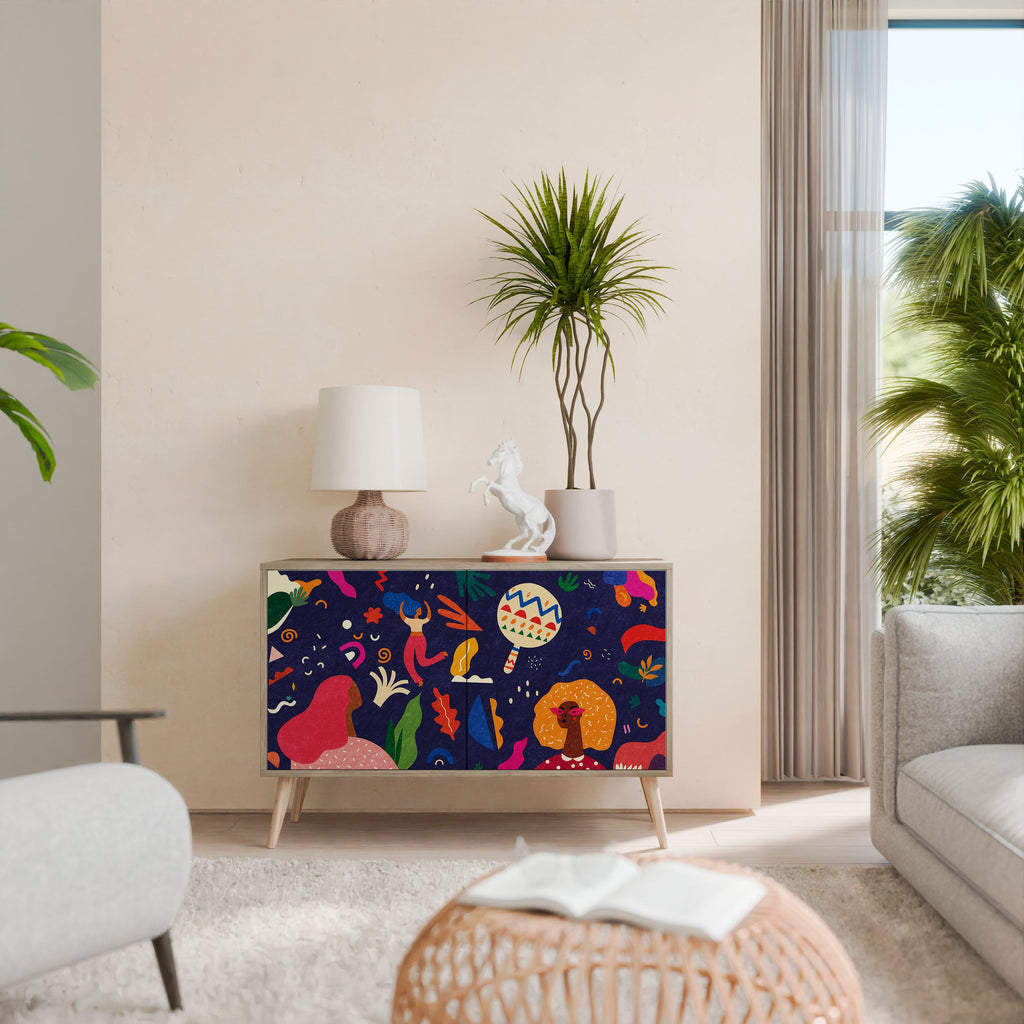 FESTIVE PLEASURES Aparador de 2 Portas em Efeito Carvalho