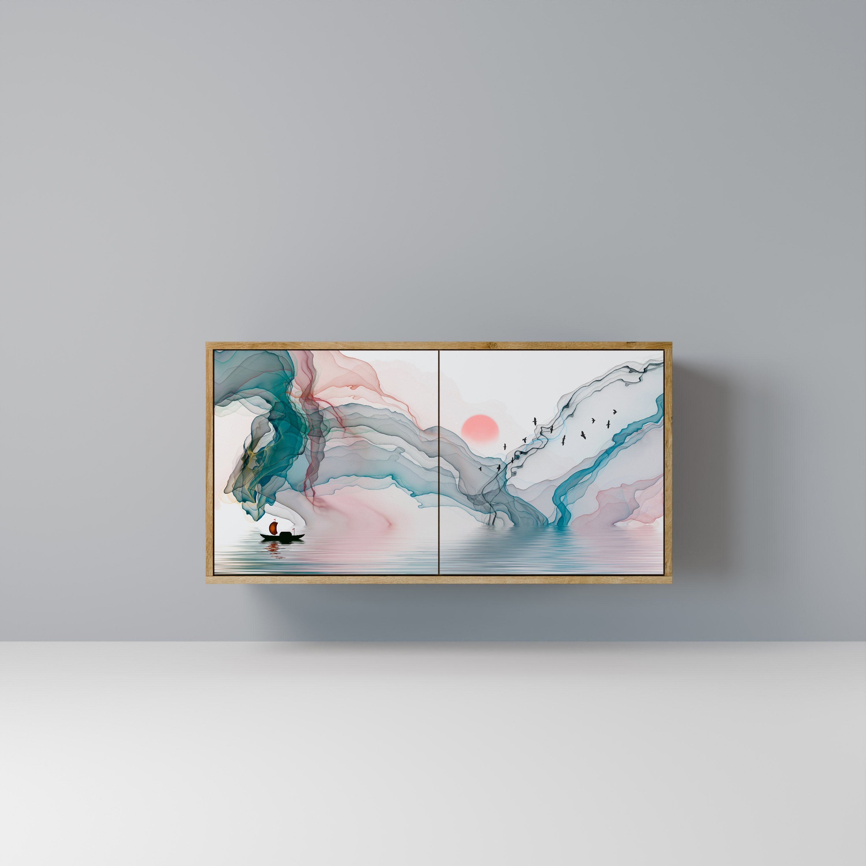 VELVET CROSSING Aparador de 2 Portas em Efeito Carvalho