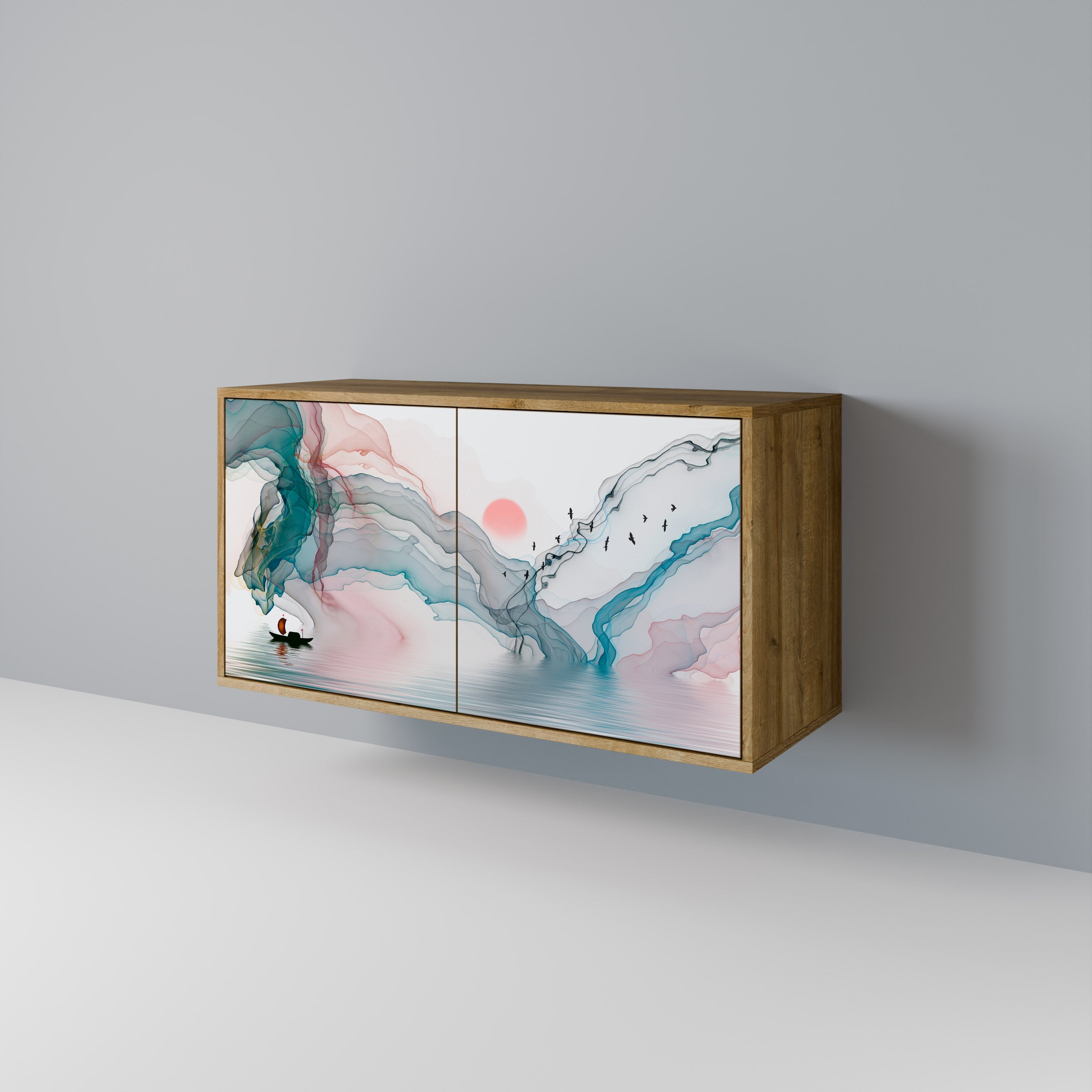 VELVET CROSSING Aparador de 2 Portas em Efeito Carvalho