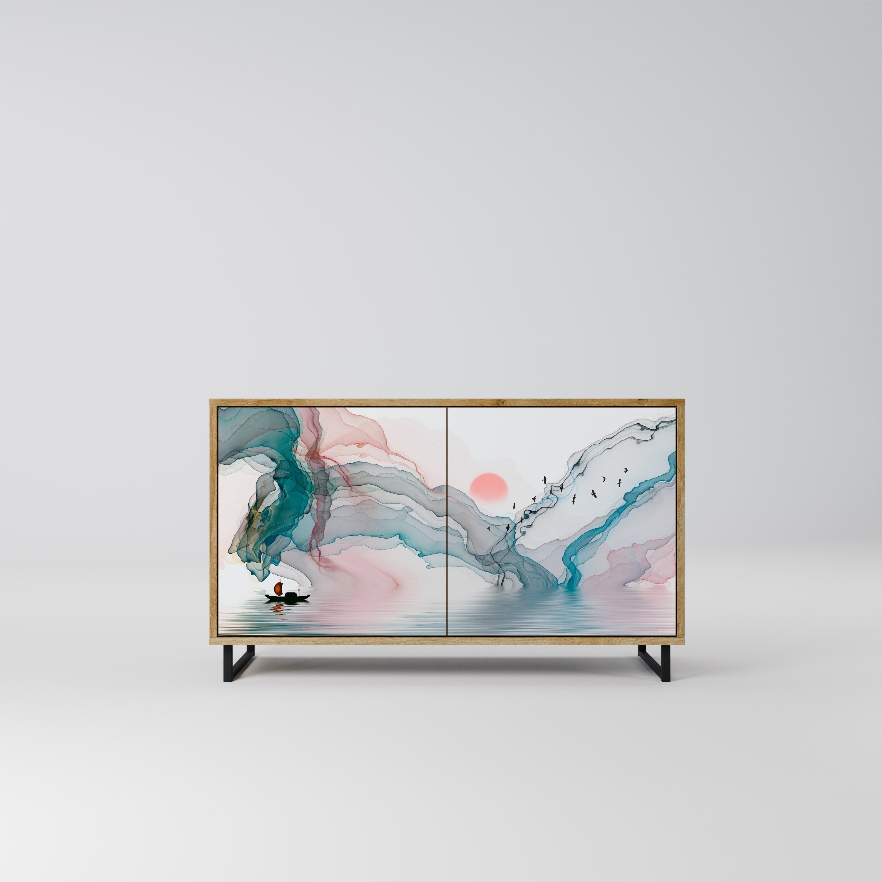 VELVET CROSSING Aparador de 2 Portas em Efeito Carvalho