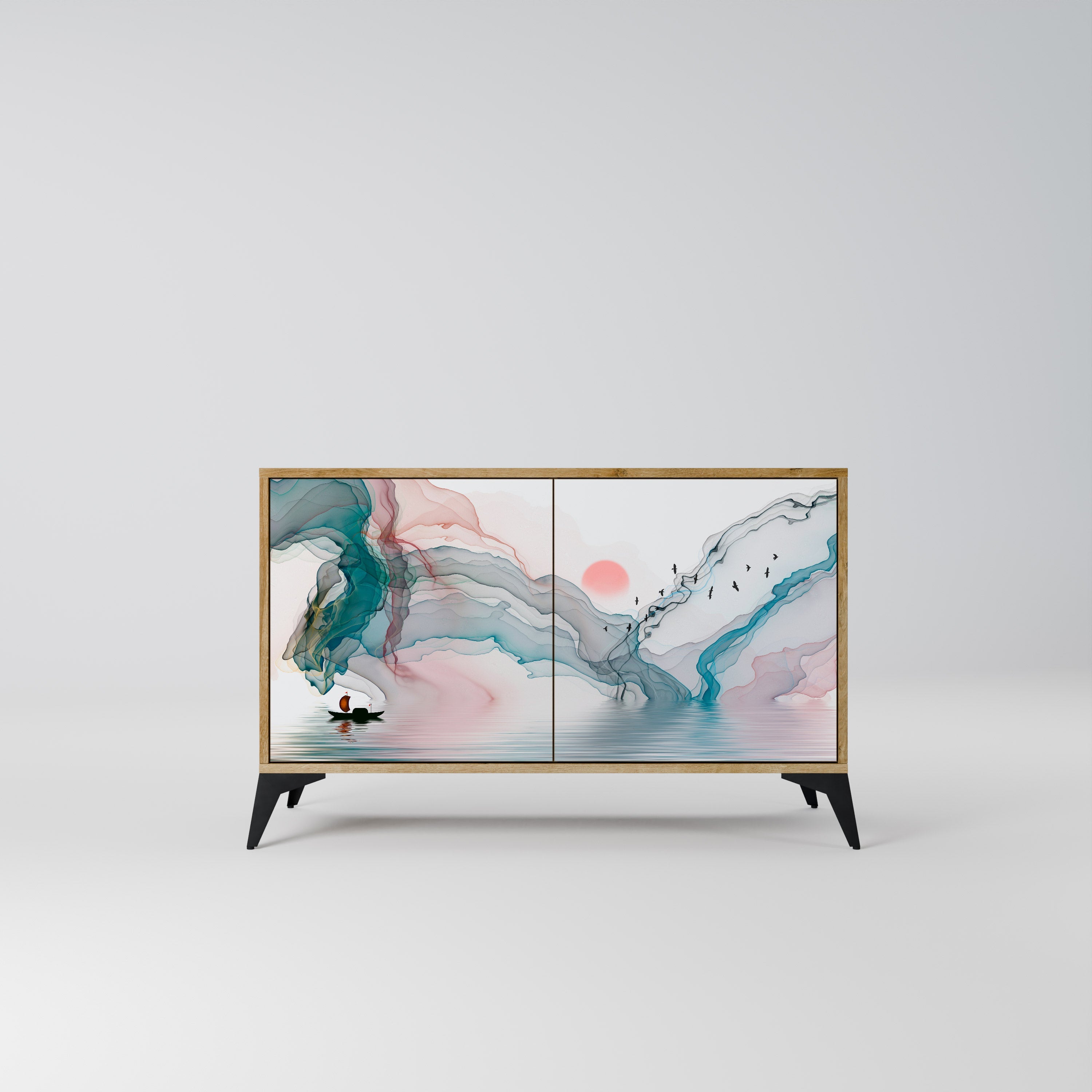 VELVET CROSSING Aparador de 2 Portas em Efeito Carvalho