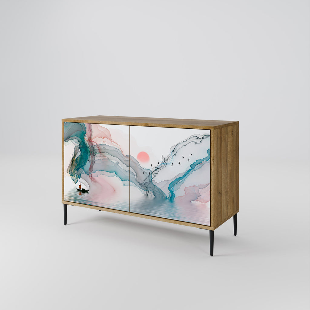 VELVET CROSSING Aparador de 2 Portas em Efeito Carvalho