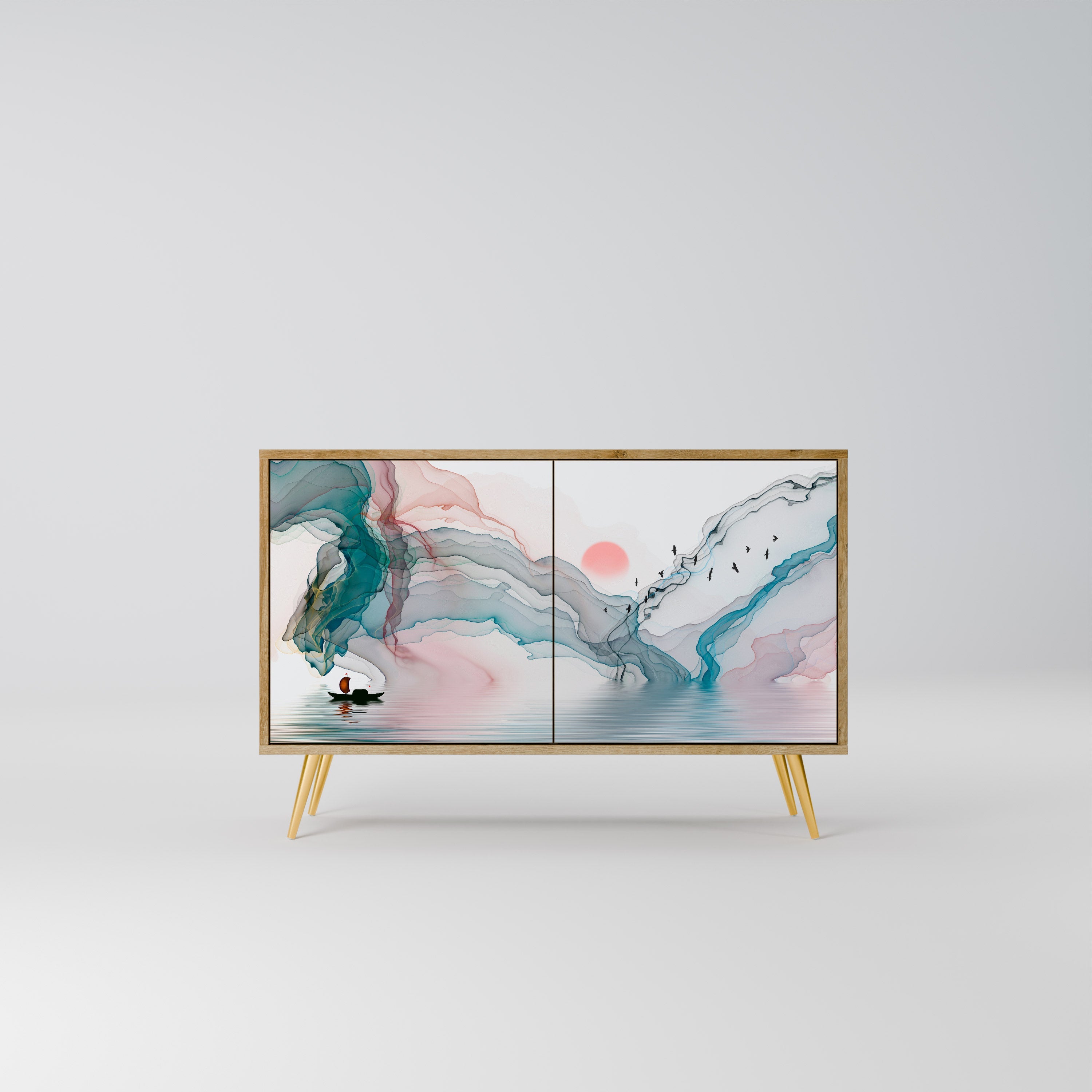 VELVET CROSSING Aparador de 2 Portas em Efeito Carvalho