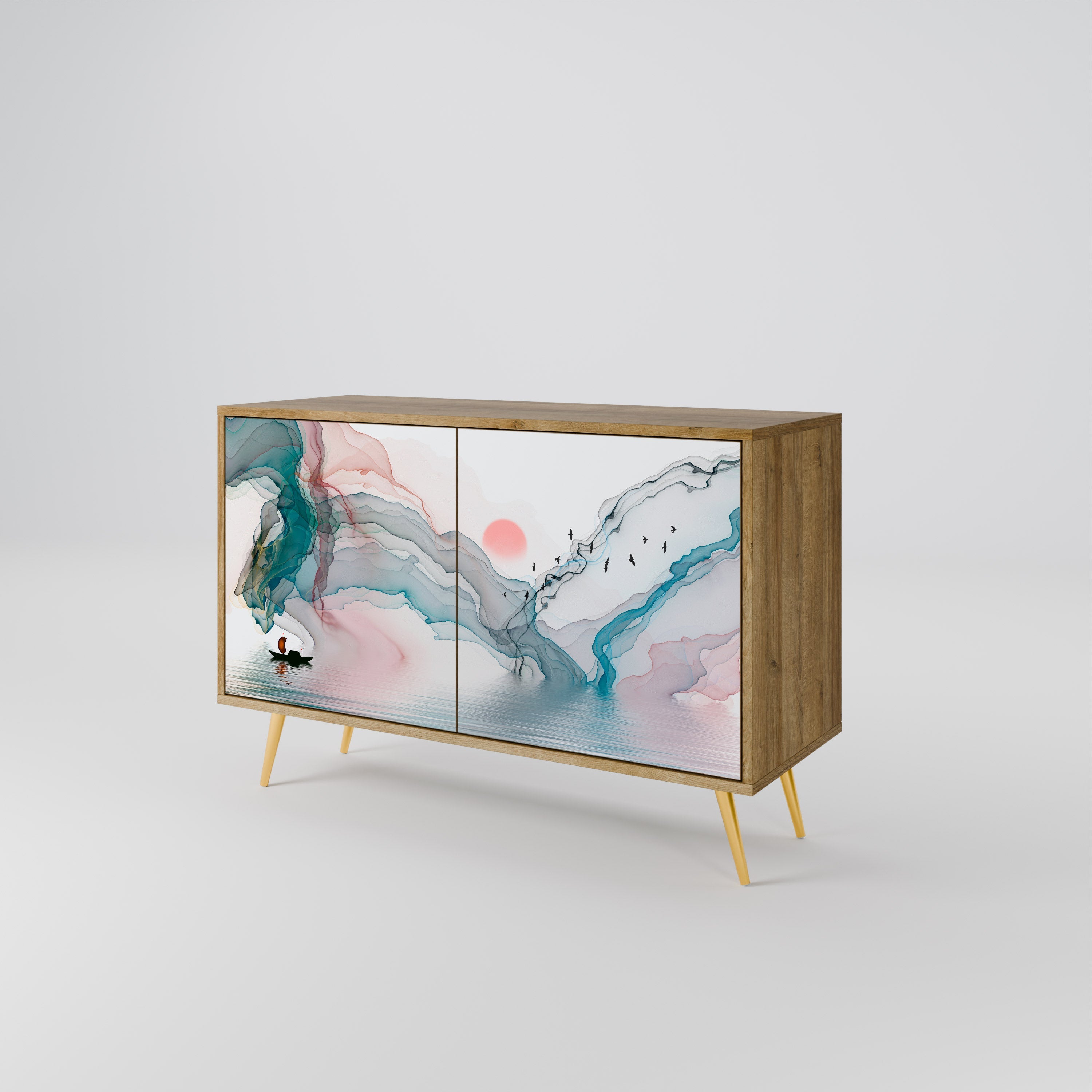 VELVET CROSSING Aparador de 2 Portas em Efeito Carvalho