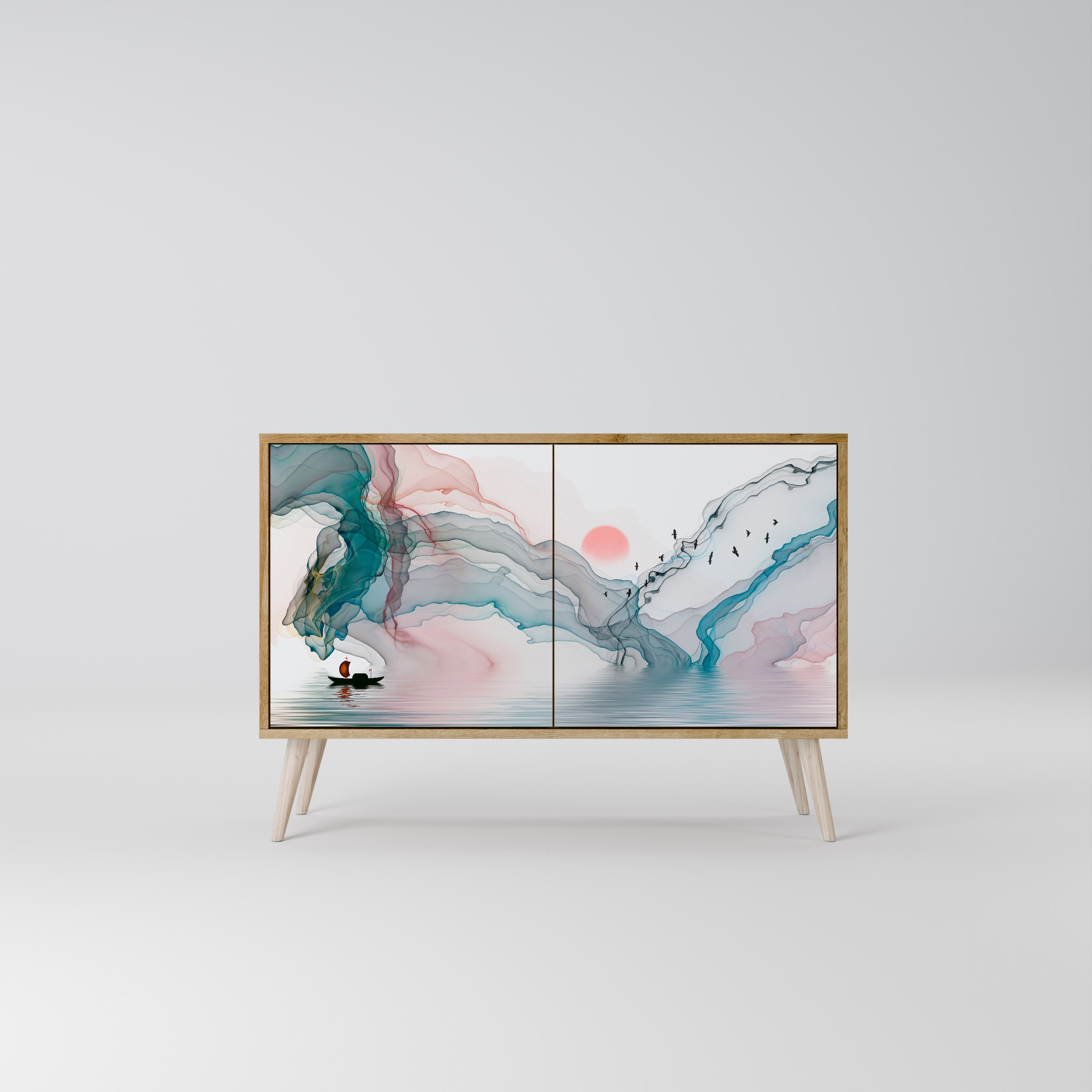 VELVET CROSSING Aparador de 2 Portas em Efeito Carvalho