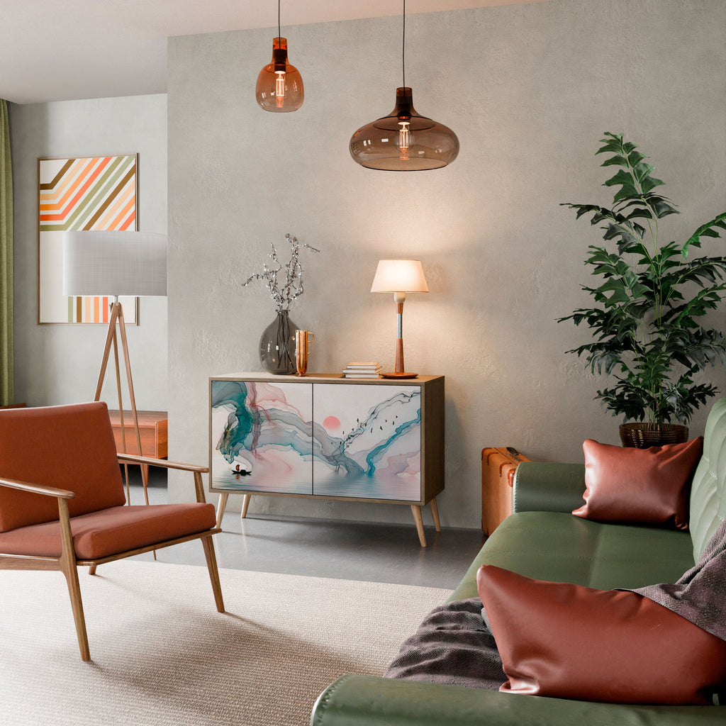 VELVET CROSSING Aparador de 2 Portas em Efeito Carvalho