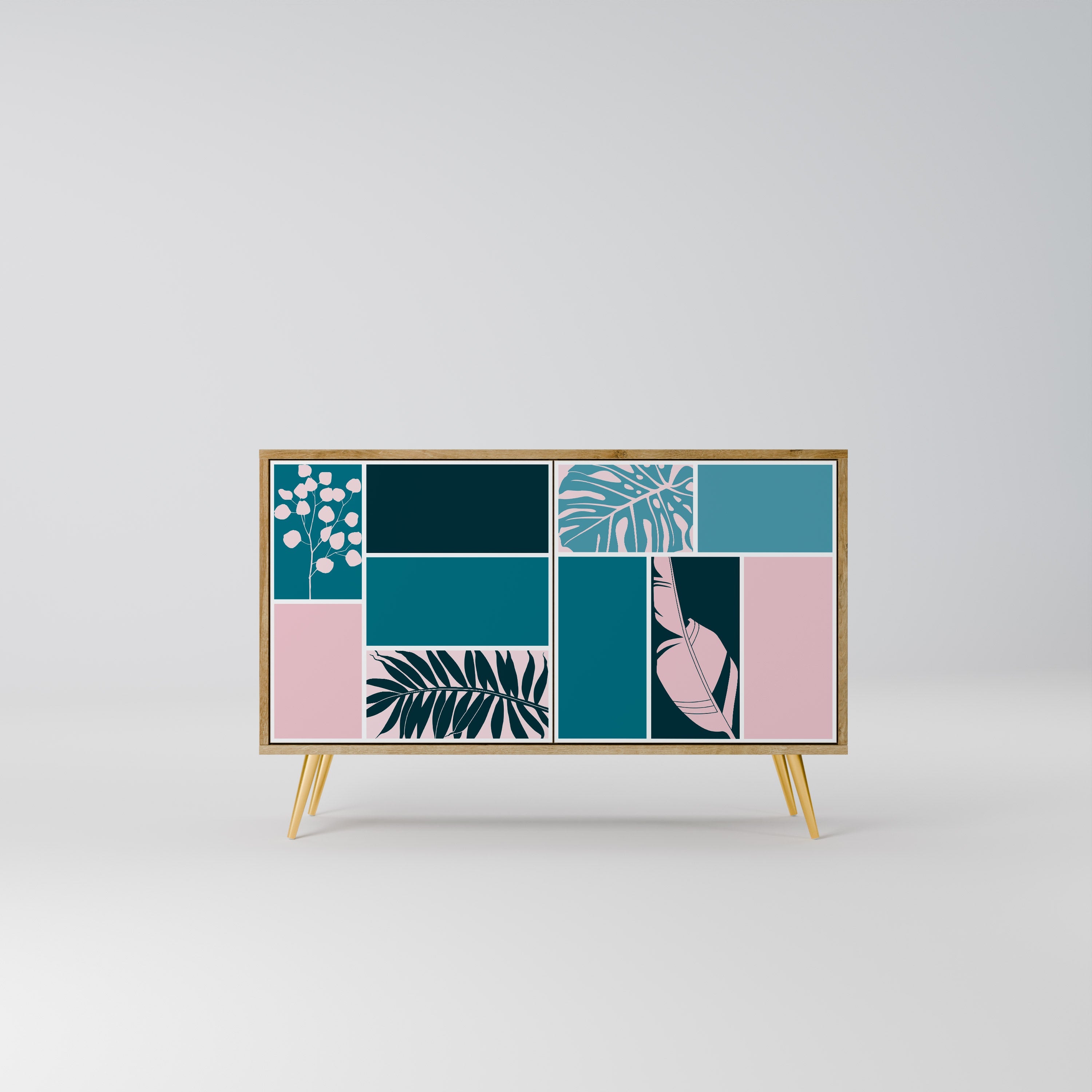 COMBINATION OF SHAPES Aparador de 2 Portas em Efeito Carvalho