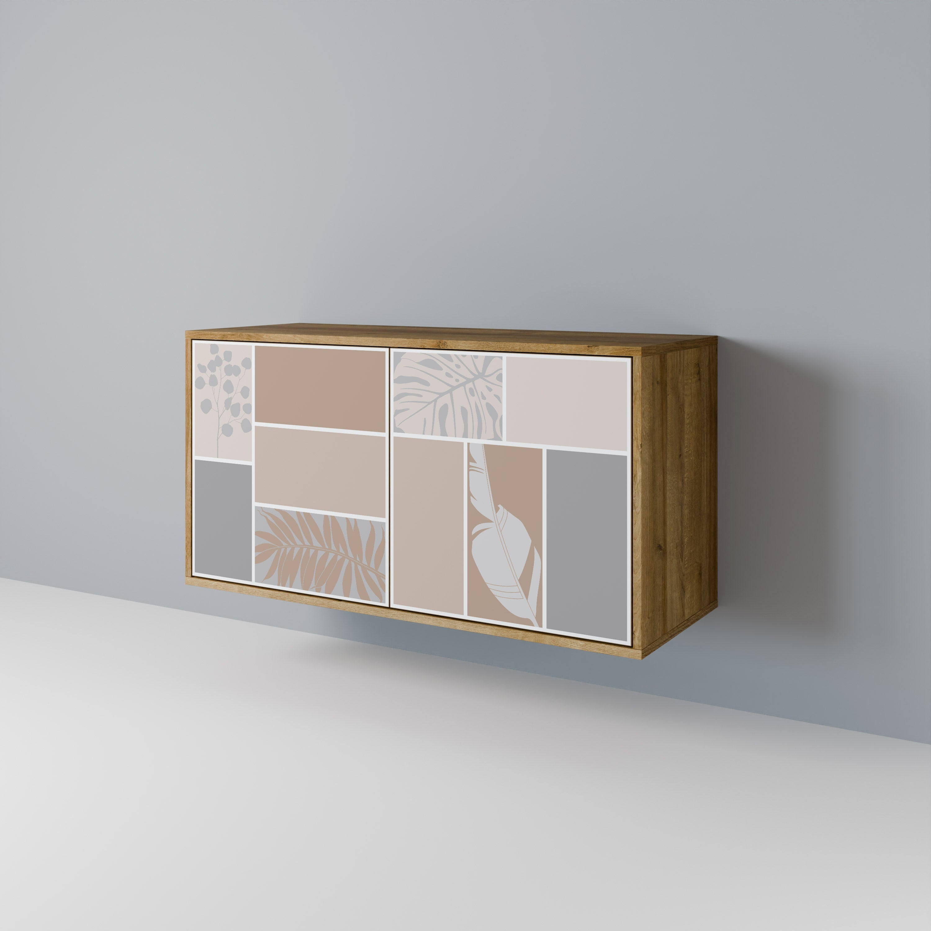TROPICAL SHAPES Aparador de 2 Portas em Efeito Carvalho