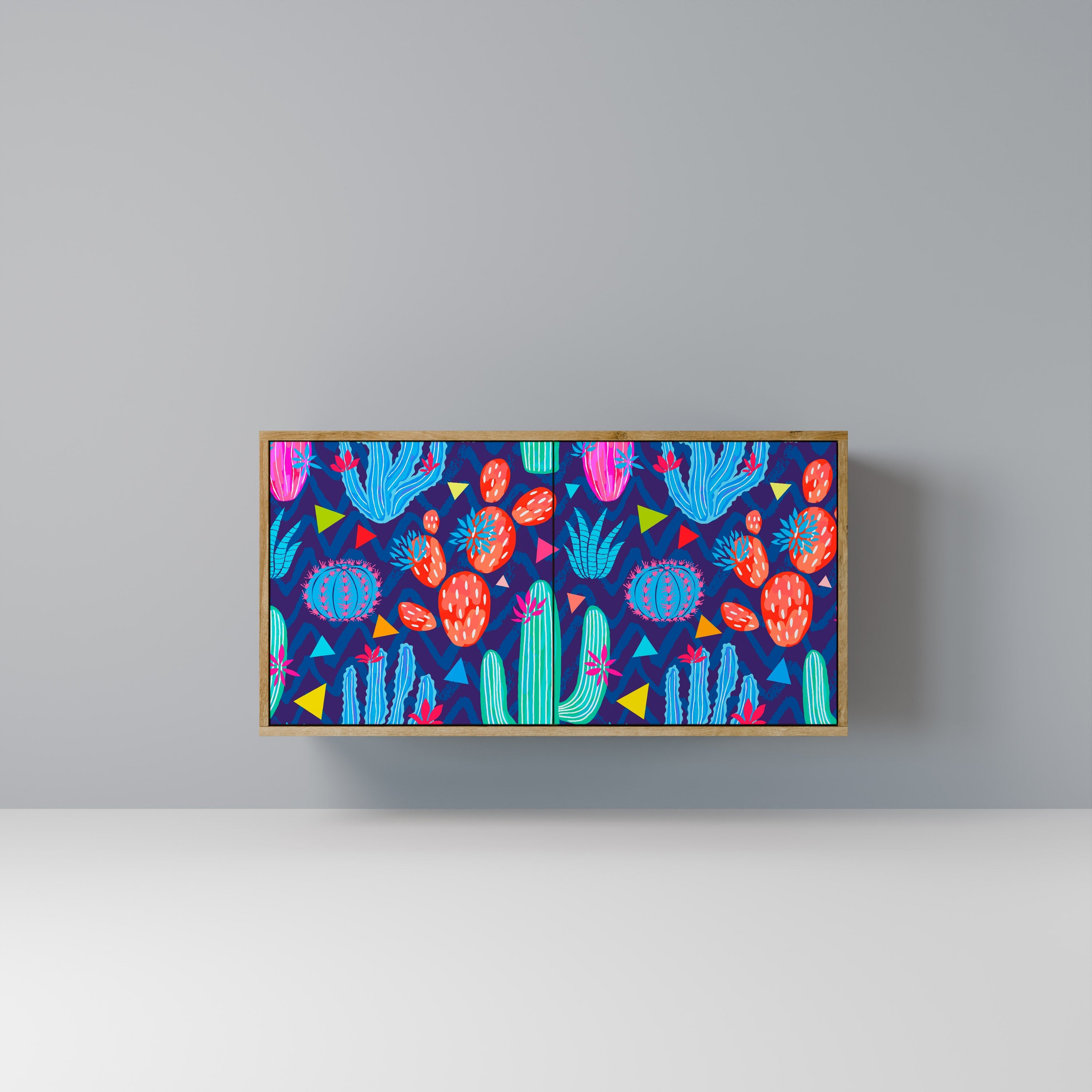 CACTUS VIBES Aparador de 2 Portas em Efeito Carvalho