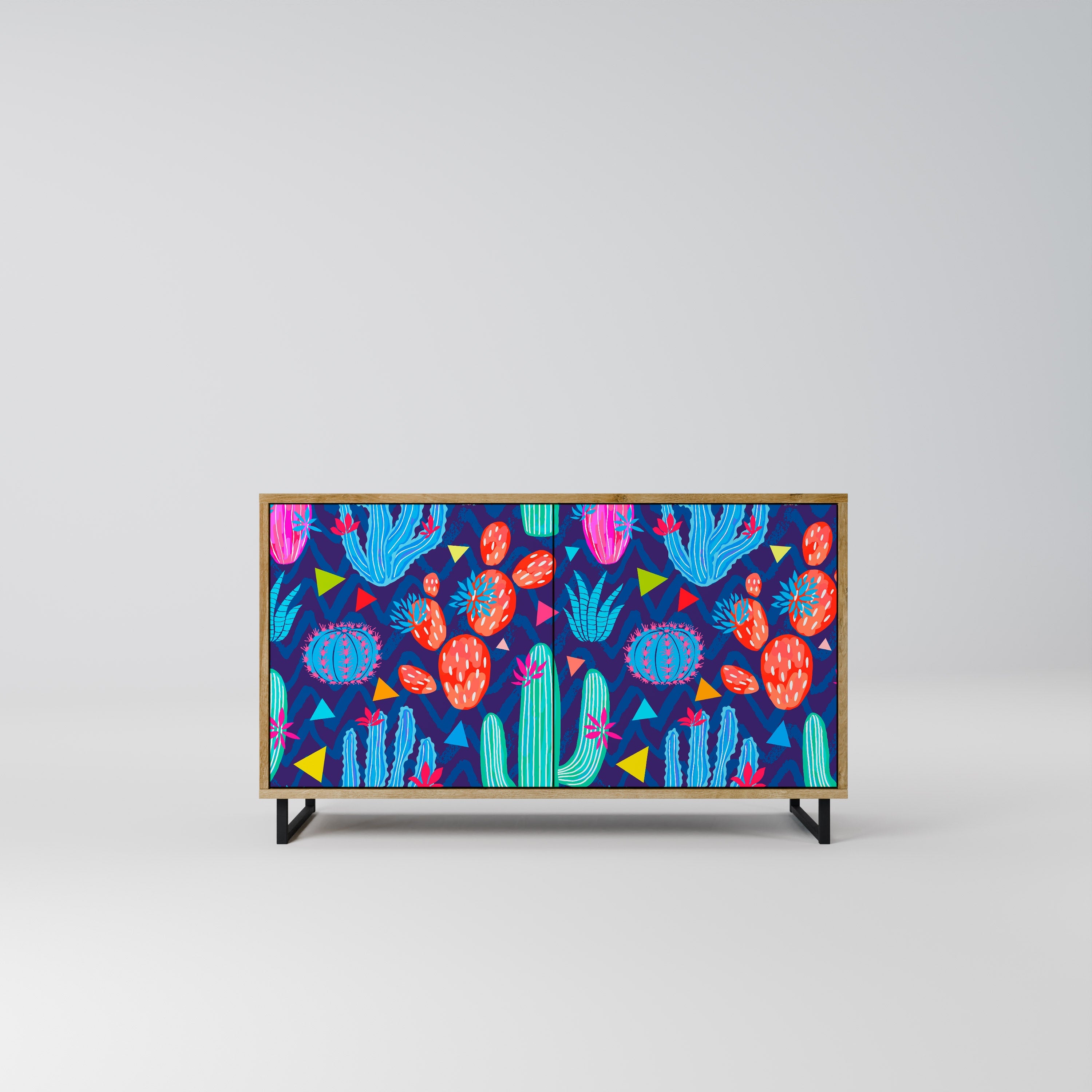 CACTUS VIBES Aparador de 2 Portas em Efeito Carvalho