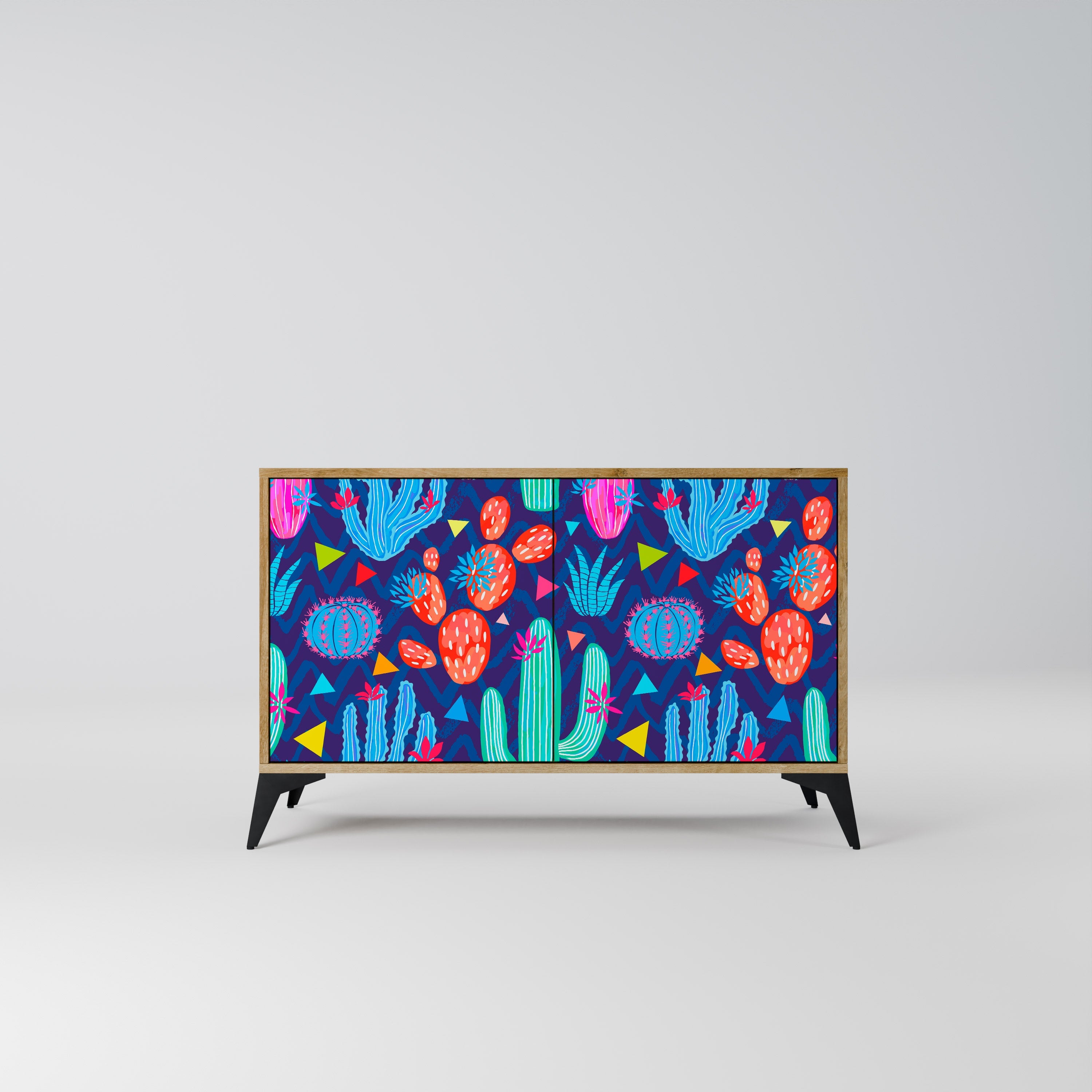 CACTUS VIBES Aparador de 2 Portas em Efeito Carvalho