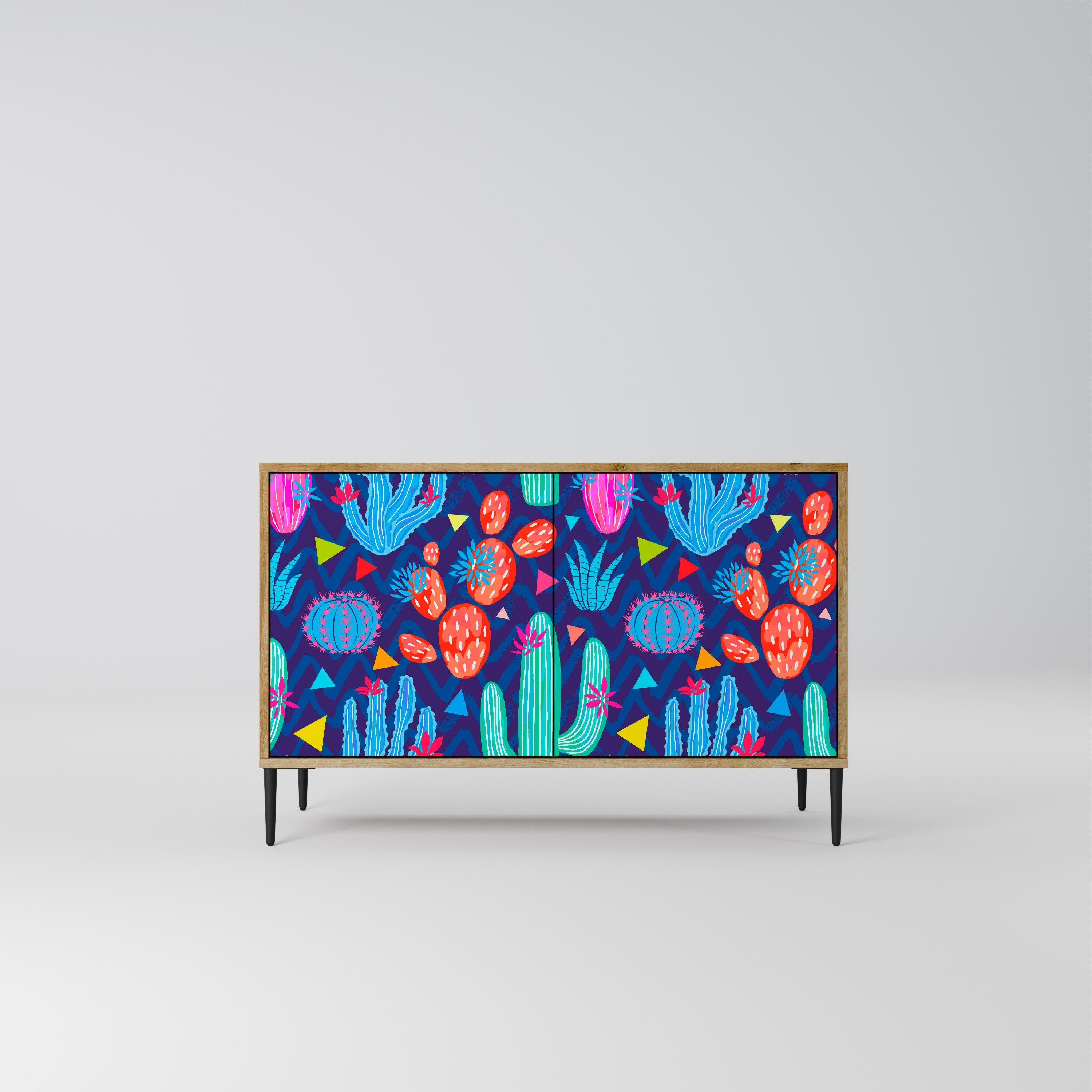 CACTUS VIBES Aparador de 2 Portas em Efeito Carvalho