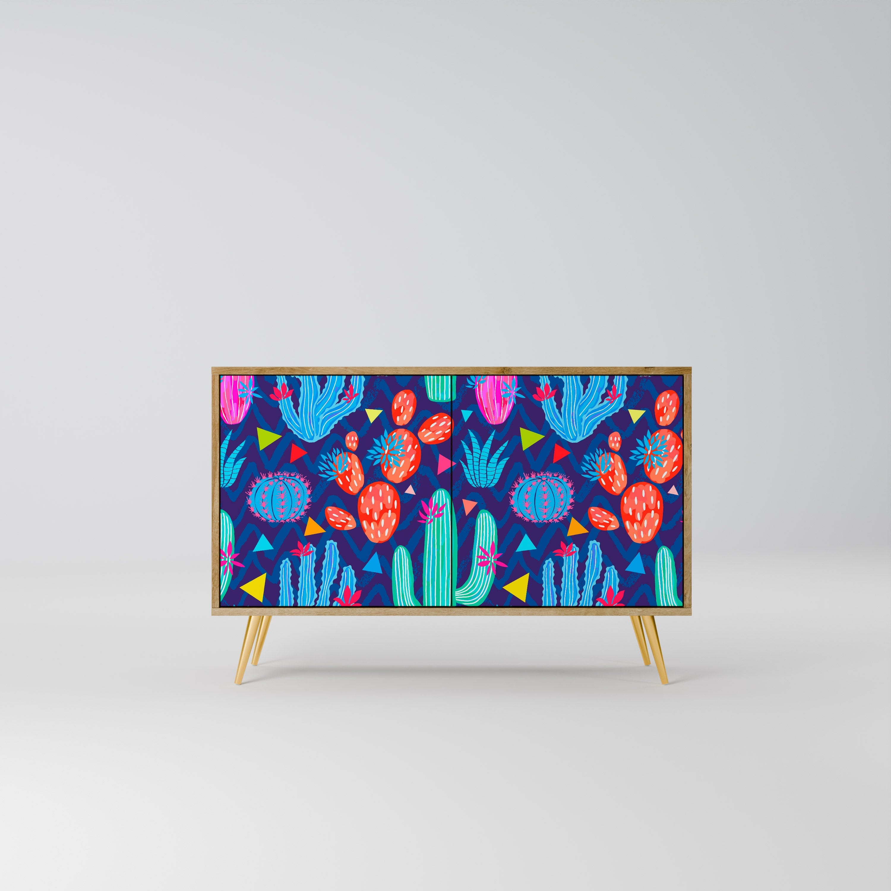 CACTUS VIBES Aparador de 2 Portas em Efeito Carvalho