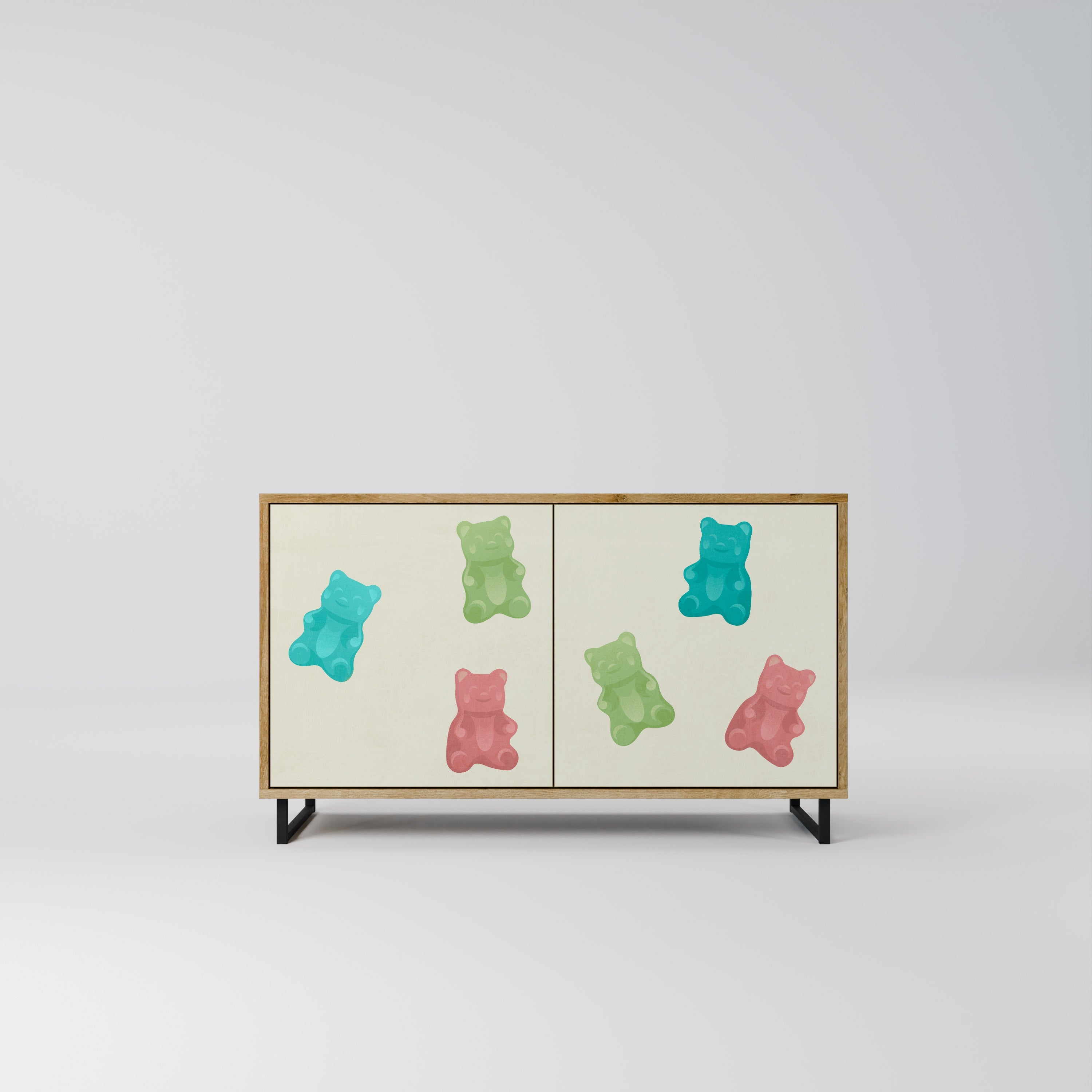 GUMMY BEARS Aparador de 2 Portas em Efeito Carvalho