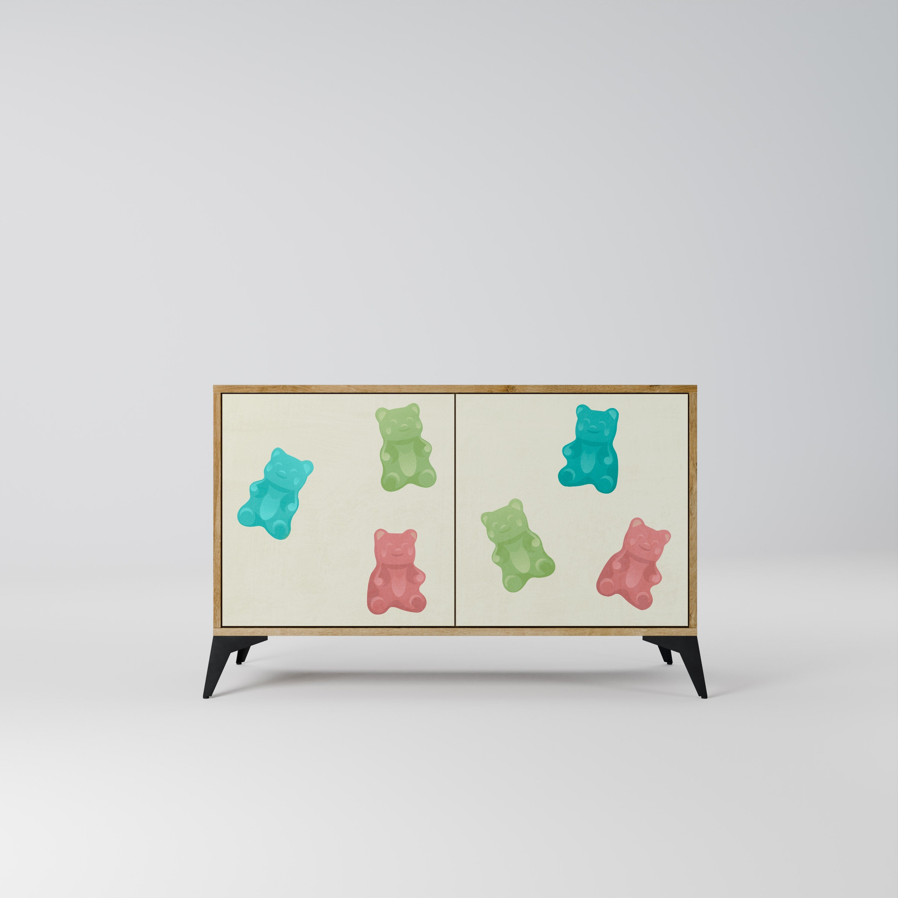 GUMMY BEARS Aparador de 2 Portas em Efeito Carvalho