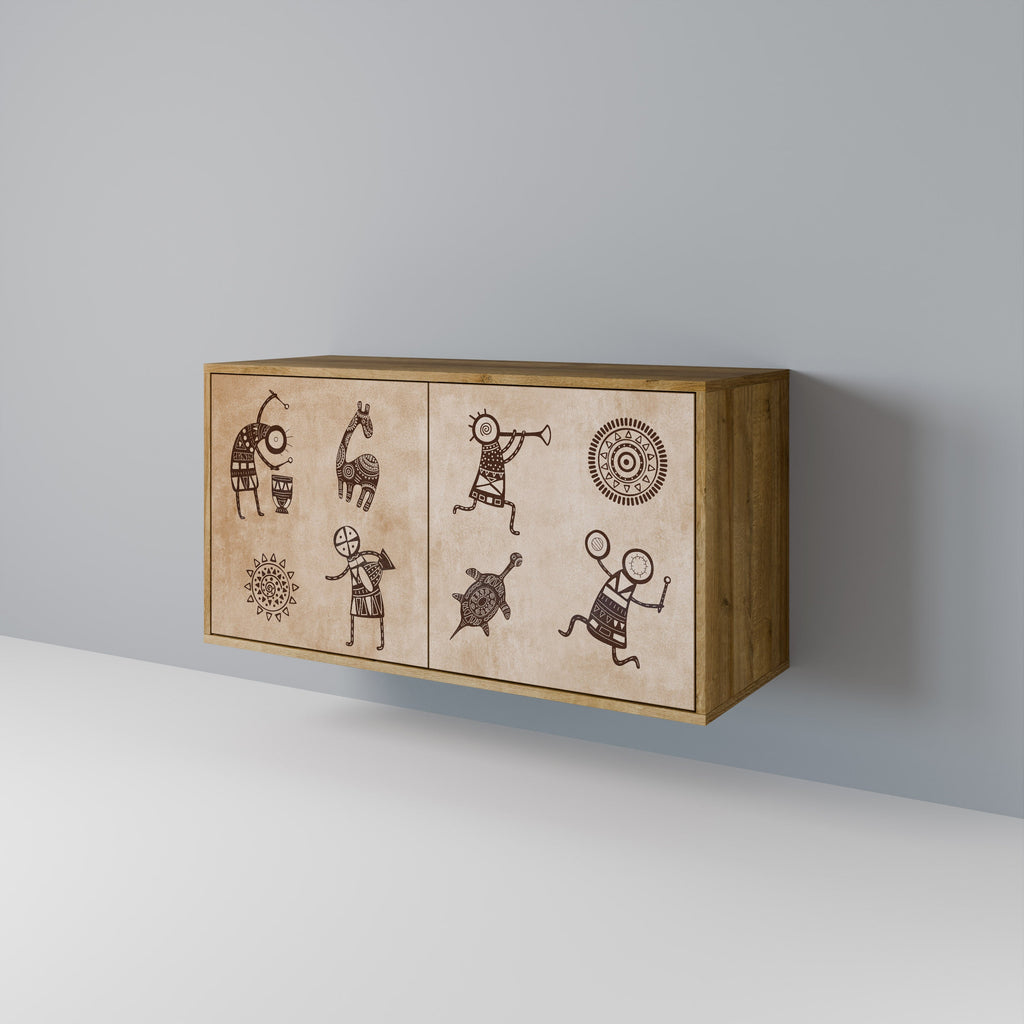 AFRICAN STYLE Aparador de 2 Portas em Efeito Carvalho