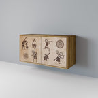 AFRICAN STYLE Aparador de 2 Portas em Efeito Carvalho