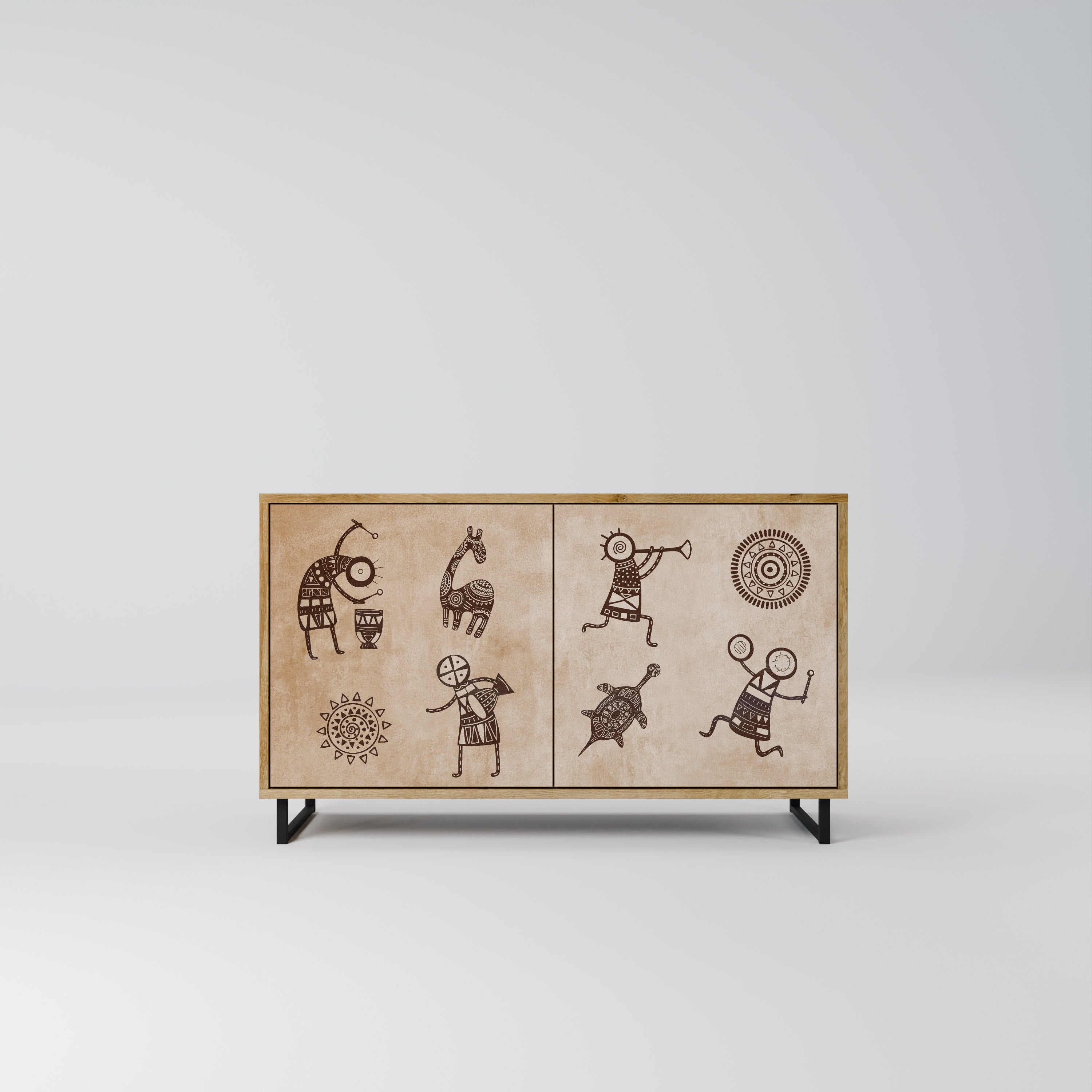 AFRICAN STYLE Aparador de 2 Portas em Efeito Carvalho