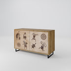 AFRICAN STYLE Aparador de 2 Portas em Efeito Carvalho