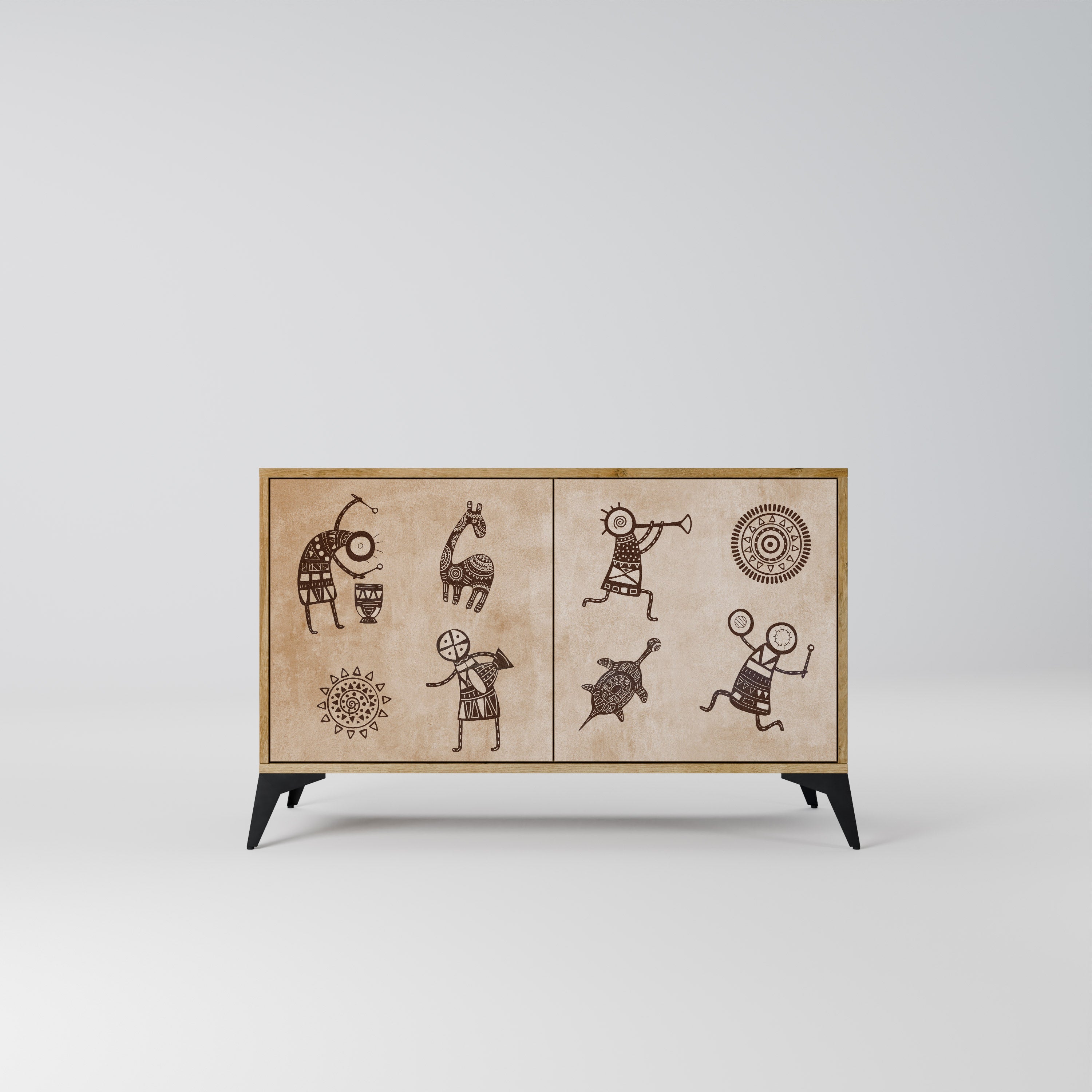 AFRICAN STYLE Aparador de 2 Portas em Efeito Carvalho