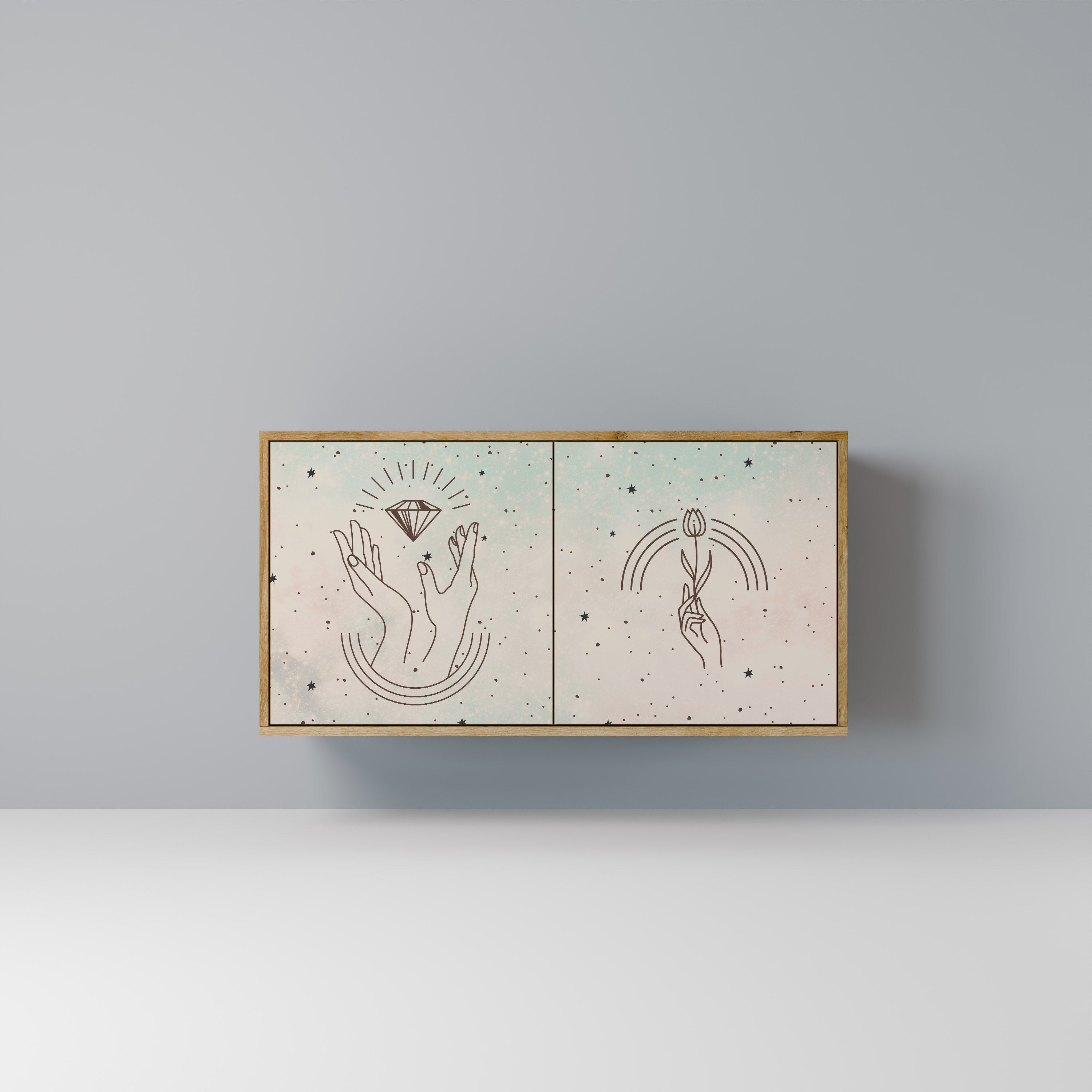 DELICATE BEAUTY Aparador de 2 Portas em Efeito Carvalho