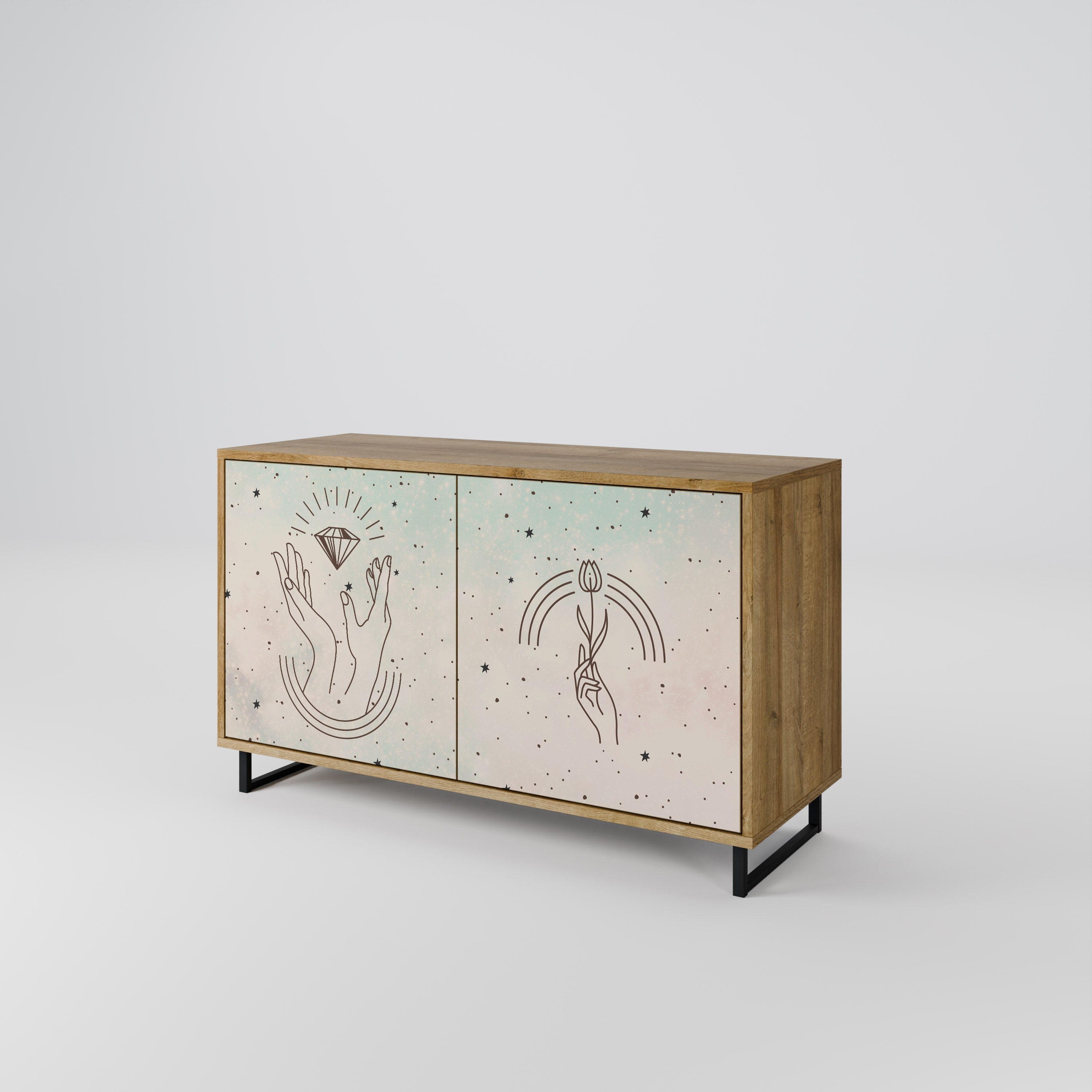 DELICATE BEAUTY 2-Door Sideboard in Oak Effect